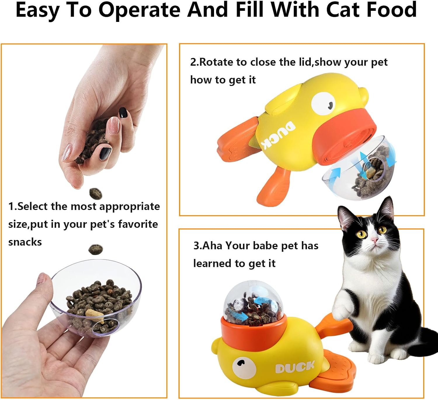 Duck Treat Dispenser for Cats and Small Dogs to Train Problem-Solving Skills, Dog Slow Feeder to Prevent Bloating, Cat Puzzle Feeder to Improve IQ,Interactive Treat Dispensing Enrichment Toy