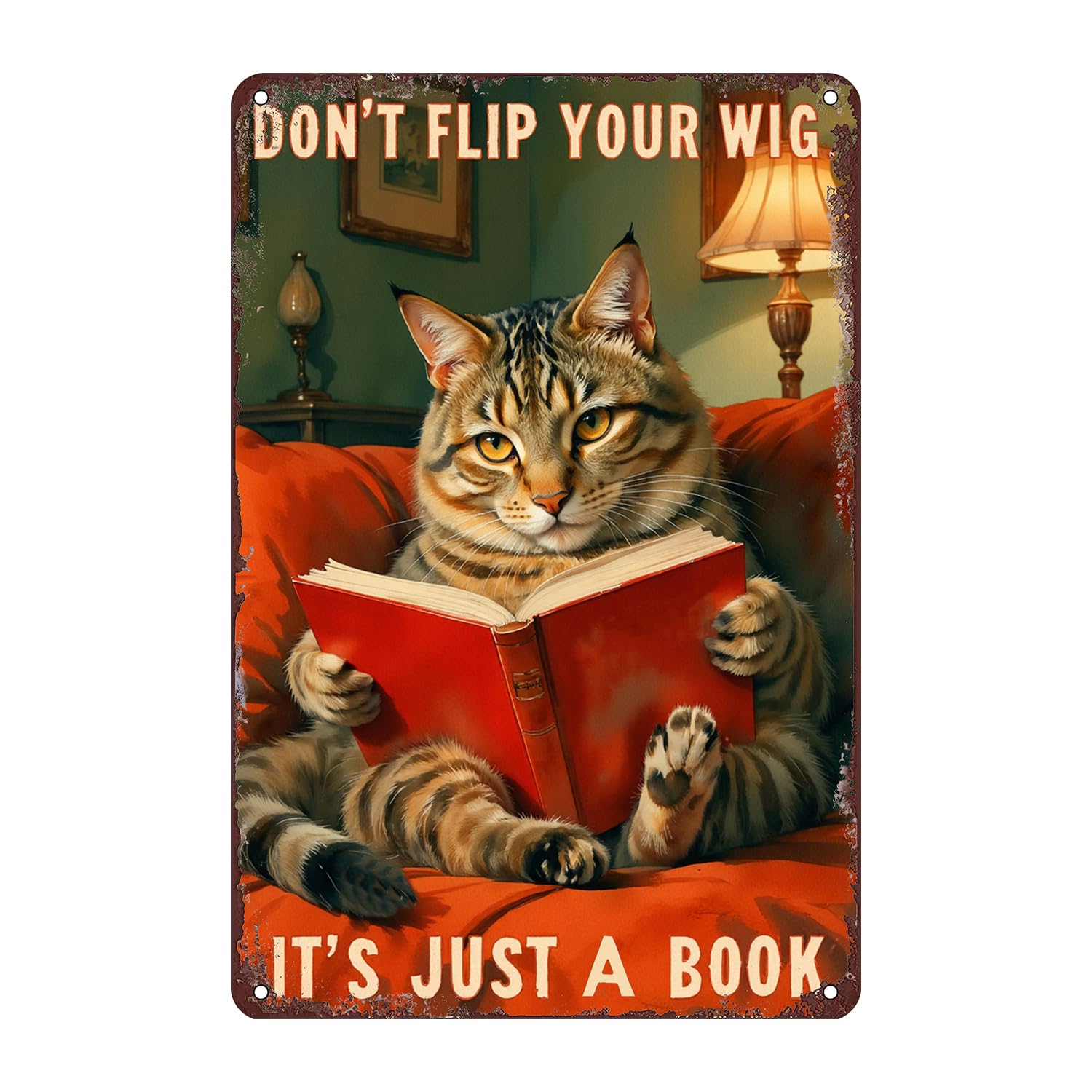 Funny Accountant Cat Tin Sign Wall Decor - 12x8 Inch Metal Vintage Humor Wall Art for Office, Study Room, Workspace, Finance Lovers Gift for Accountants
