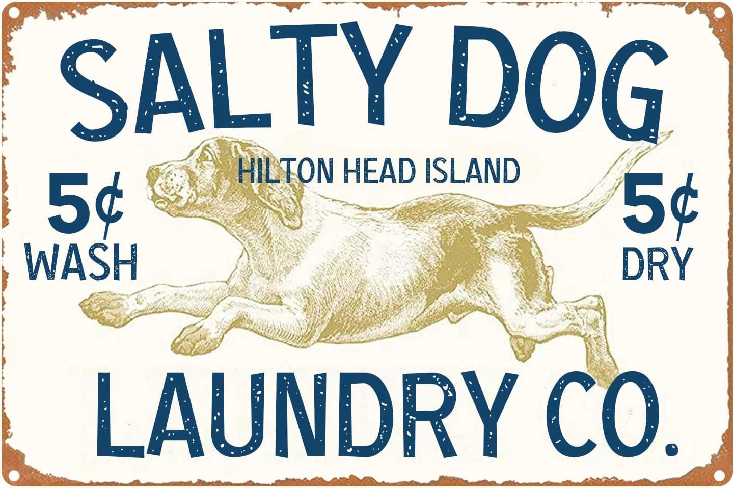 Salty Dog Laundry Vintage Farmhouse Laundry Room Sign Country Home Decor Washroom Signs Art Wall Metal Tin Signs Vintage Dog Wall Decor 8X12 Inches