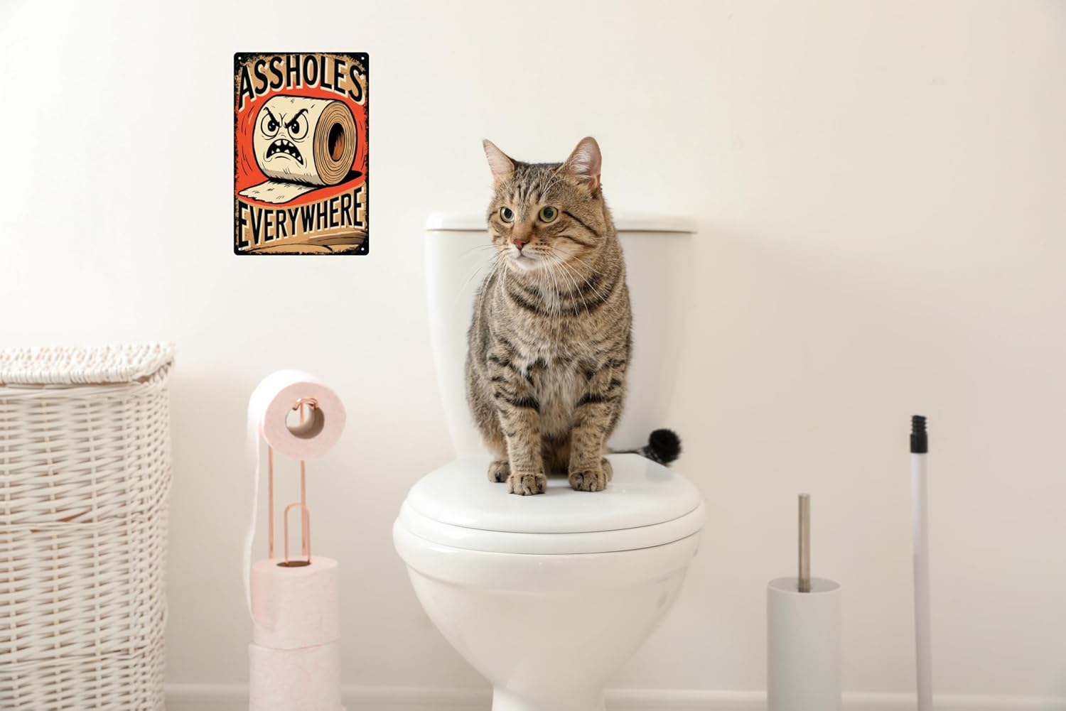 Toilet Trouble Maker Vintage Metal Sign Humorous Restroom Decor Retro Iron Wall Art for Home Bathroom Bar Cafe Garage 8x12 Inch