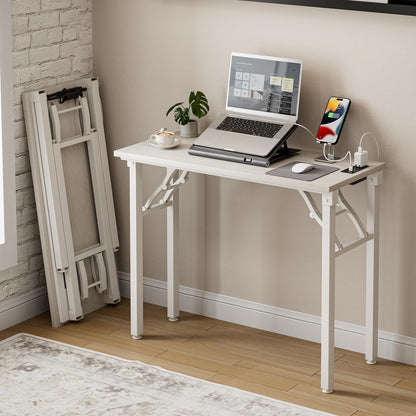 Frylr Small Folding Computer Desk – Portable 35.8 Inch Foldable Laptop Table, No-Assembly, Collapsible and Compact for Easy Storage, Lightweight for Small Spaces, Craft and Study Use, Dark Walnut