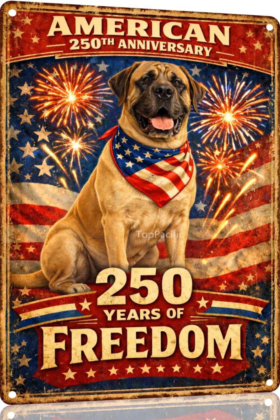 American 250th Anniversary Border Collie Funny Tin Sign 12x8 Inch Independence Day Vintage Metal Wall Art Retro Humor for Kitchen Bedroom Room Home Gift Decoration(59342)