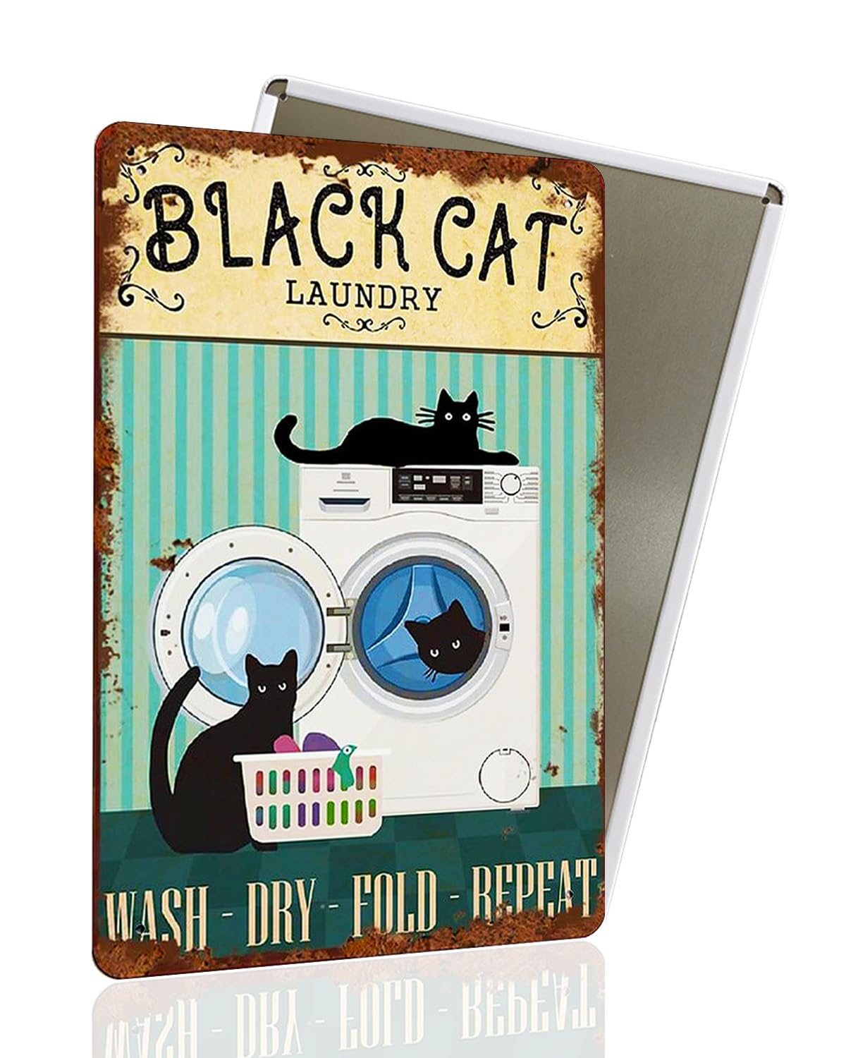Vintage Black Cat Metal Sign, That's What I Do I Bake And I Know Things Funny Cat Sign Wall Decor for Bedroom Bathroom Retro Metal Tin Sign, Metal Cat Sign Home Decor For Cat Lovers 8x12â€³