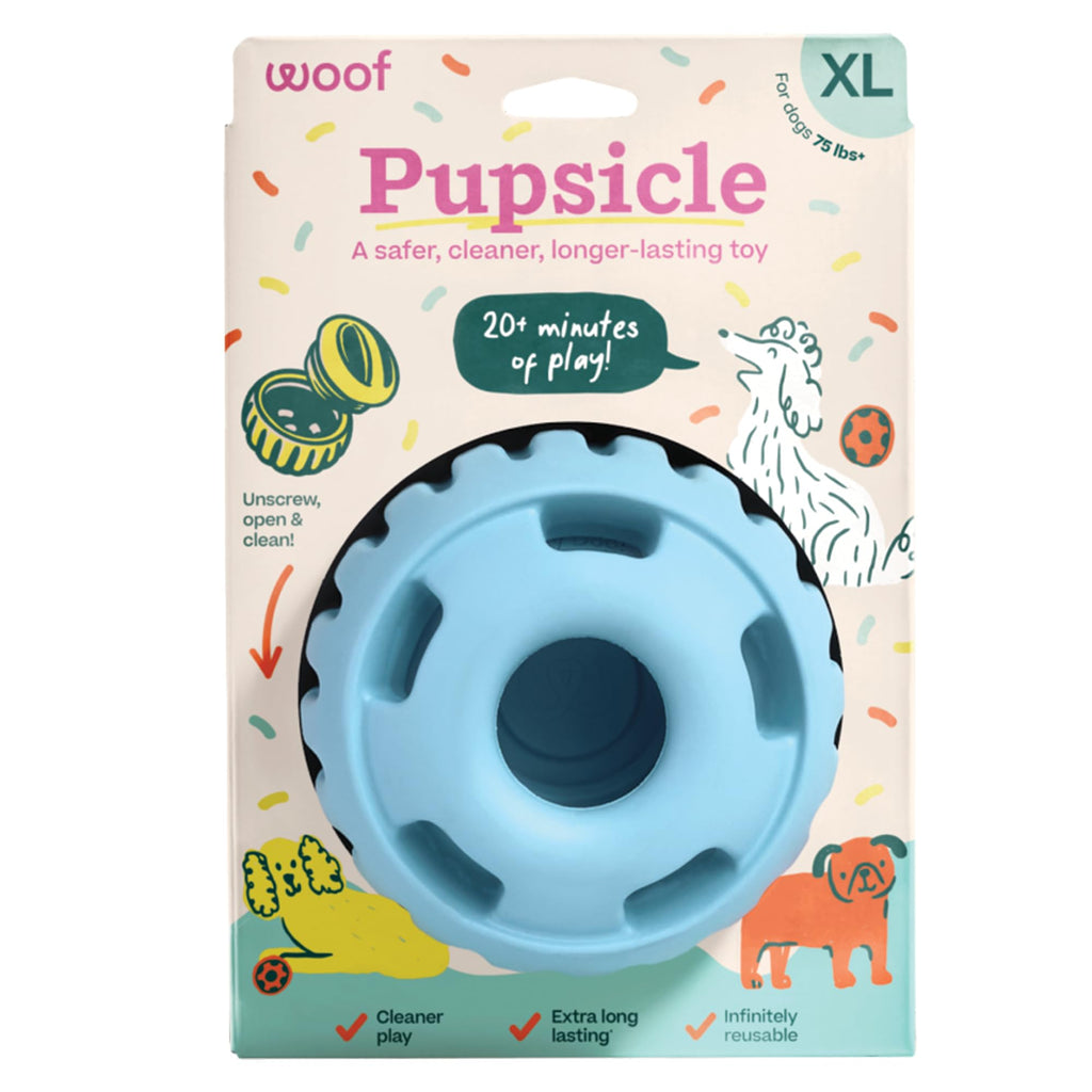 WOOF Party Pupsicle - Long-Lasting Interactive Dog Toys for Boredom - Low-Mess Design - Birthday Gifts for Dogs - Large Dog Toys - Party Pink