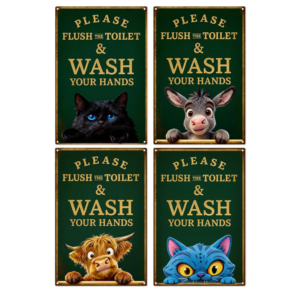 Madewell Living Funny Highland Cow Metal Tin Sign, Are You Pooping, Rustic Farmhouse Wall Decor for Bathroom, Western Bathroom Art with Humorous Quote, 8x12 Inch