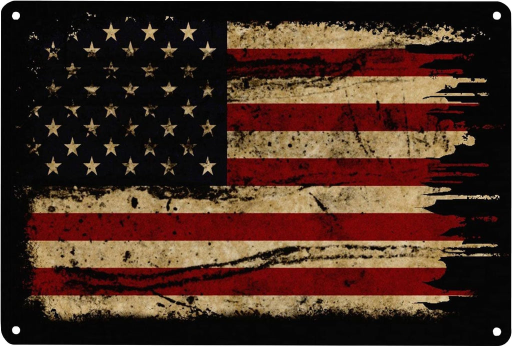 Retro Metal Tin Sign Wall Decoration with American Flag Pattern, Used for Bar Home Living Room Decoration 12 X 8 Inches