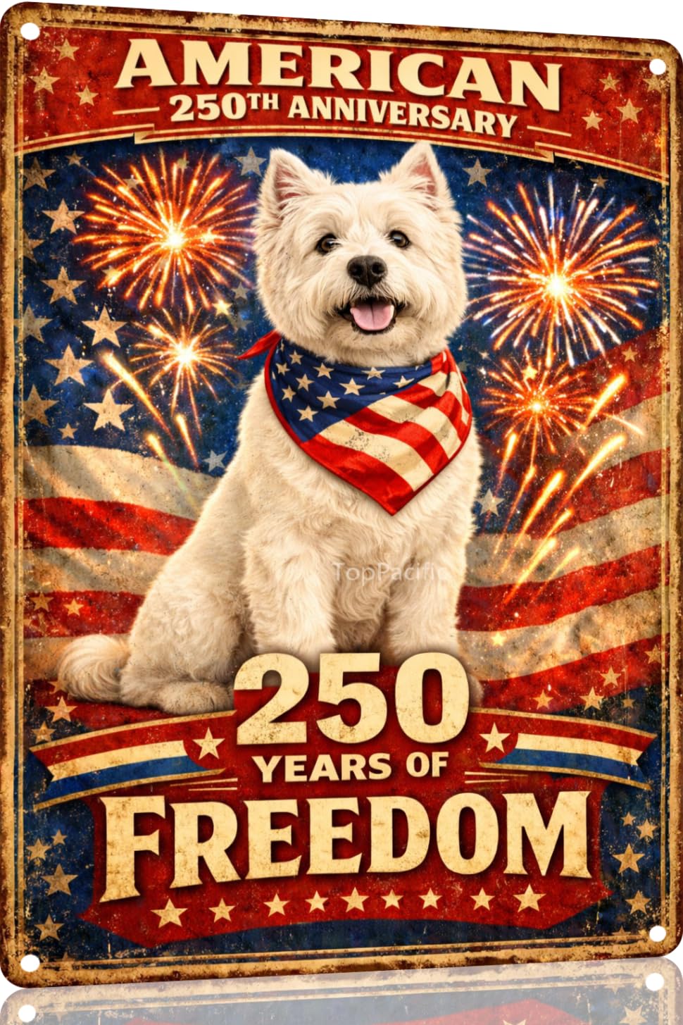 American 250th Anniversary Border Collie Funny Tin Sign 12x8 Inch Independence Day Vintage Metal Wall Art Retro Humor for Kitchen Bedroom Room Home Gift Decoration(59342)
