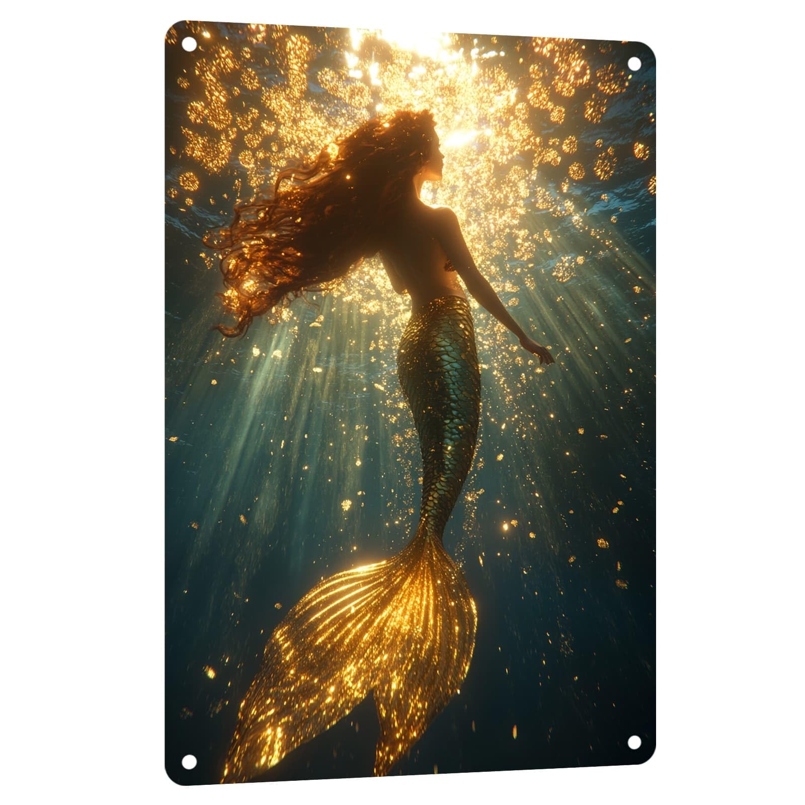 Mermaid Metal Tin Sign Vintage Mermaid Bathroom Decor Wall Art Rustic Funny Bathroom Sign for Home Restroom Washroom Decor 8x12 Inch