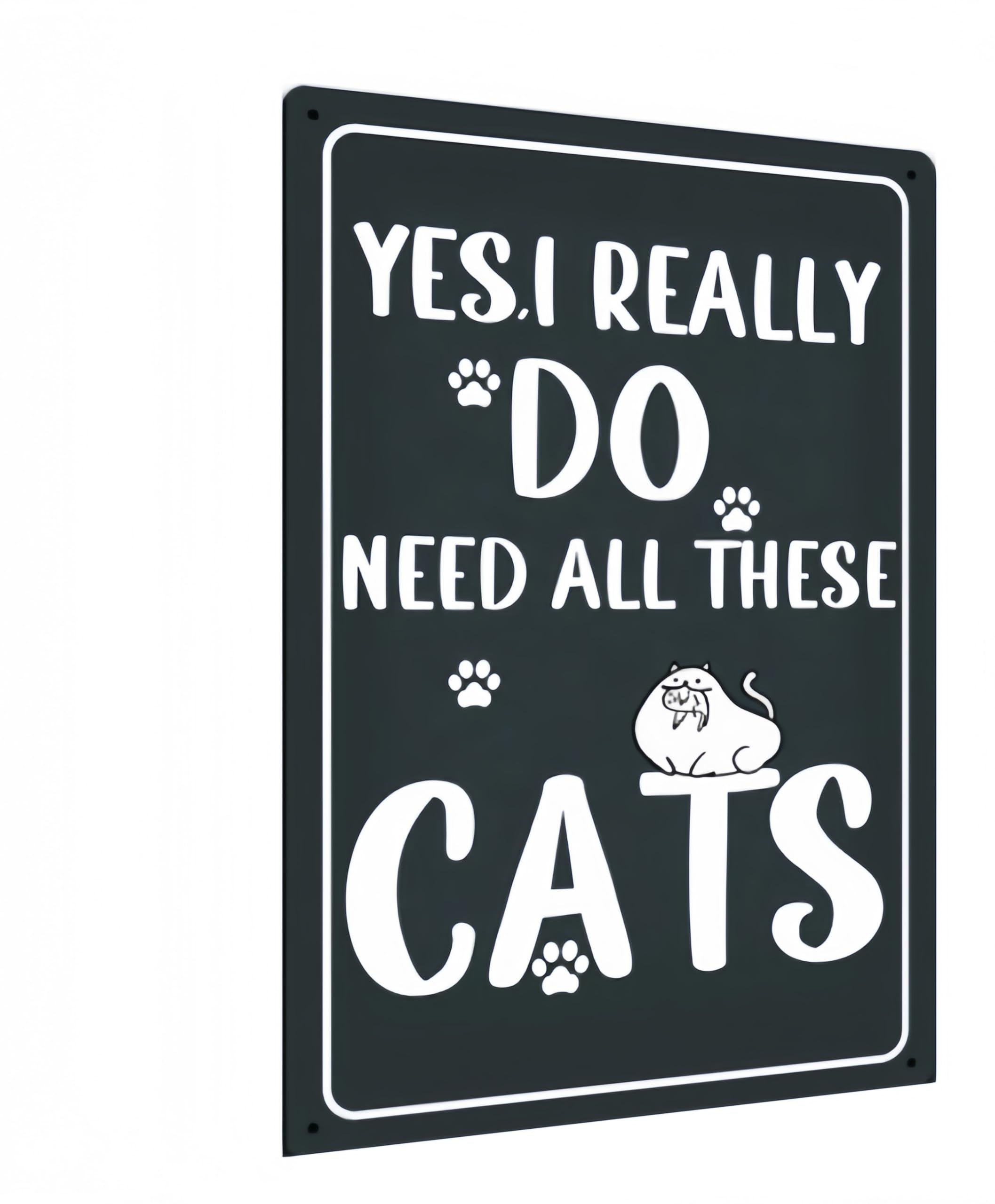 Vintage Tin Metal Sign - Funny Bathroom Black and White Cat Wall Art for Bathroom or Toilet for Home or Office, 12x8 Inch