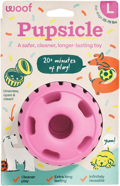 WOOF Party Pupsicle - Long-Lasting Interactive Dog Toys for Boredom - Low-Mess Design - Birthday Gifts for Dogs - Large Dog Toys - Party Pink