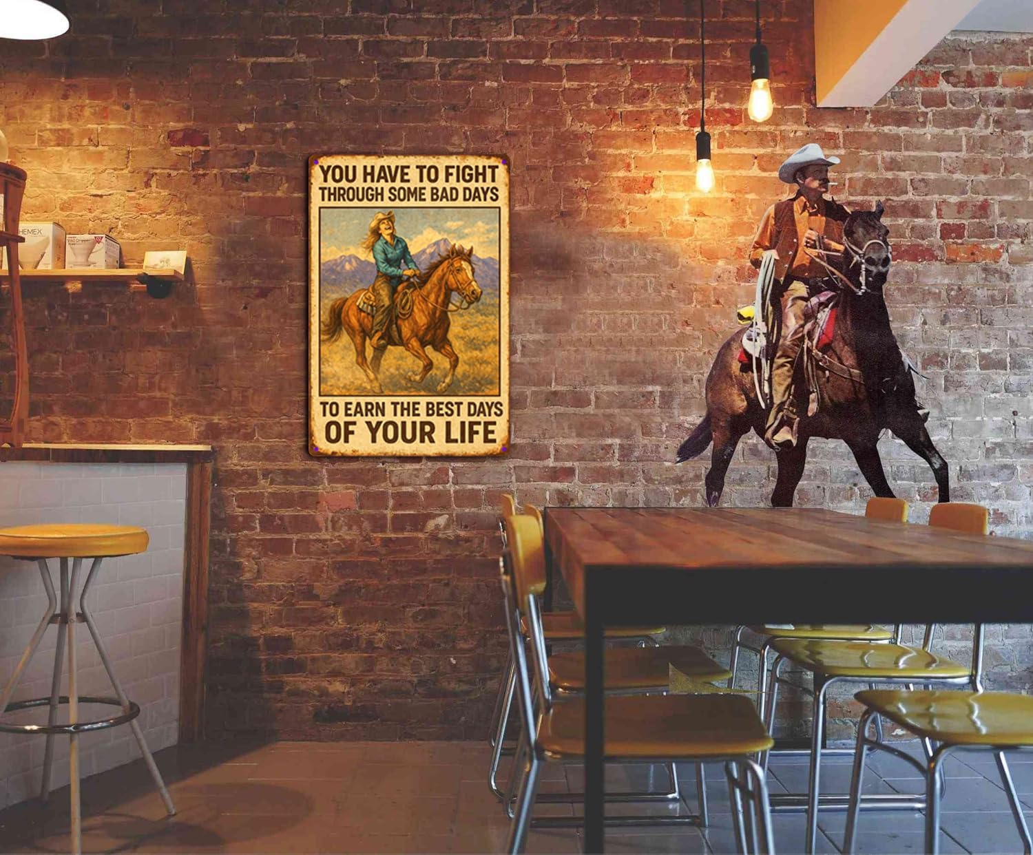 Kizbok Vintage Cowgirl Metal Tin Sign, Rustic Cowgirl Quote Metal Wall Art Prints, Farmhouse Country Life Western Horse Rider Signs Metal Sign for Bar, Garage Man Cave, Home, Southwestern Theme Decorations 8 x 12 Inch