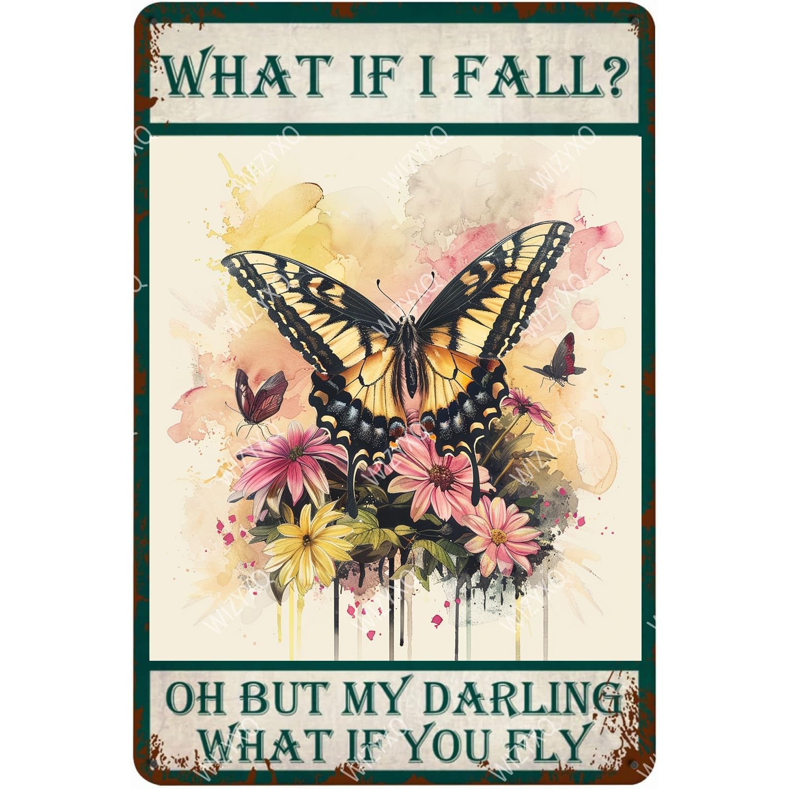 Floral and Bee Metal Signs In A World Where You Can Be Anything Funny Vintage Tin Sign Retro Wall Decor for Bee Lovers Room 8×12 Inches