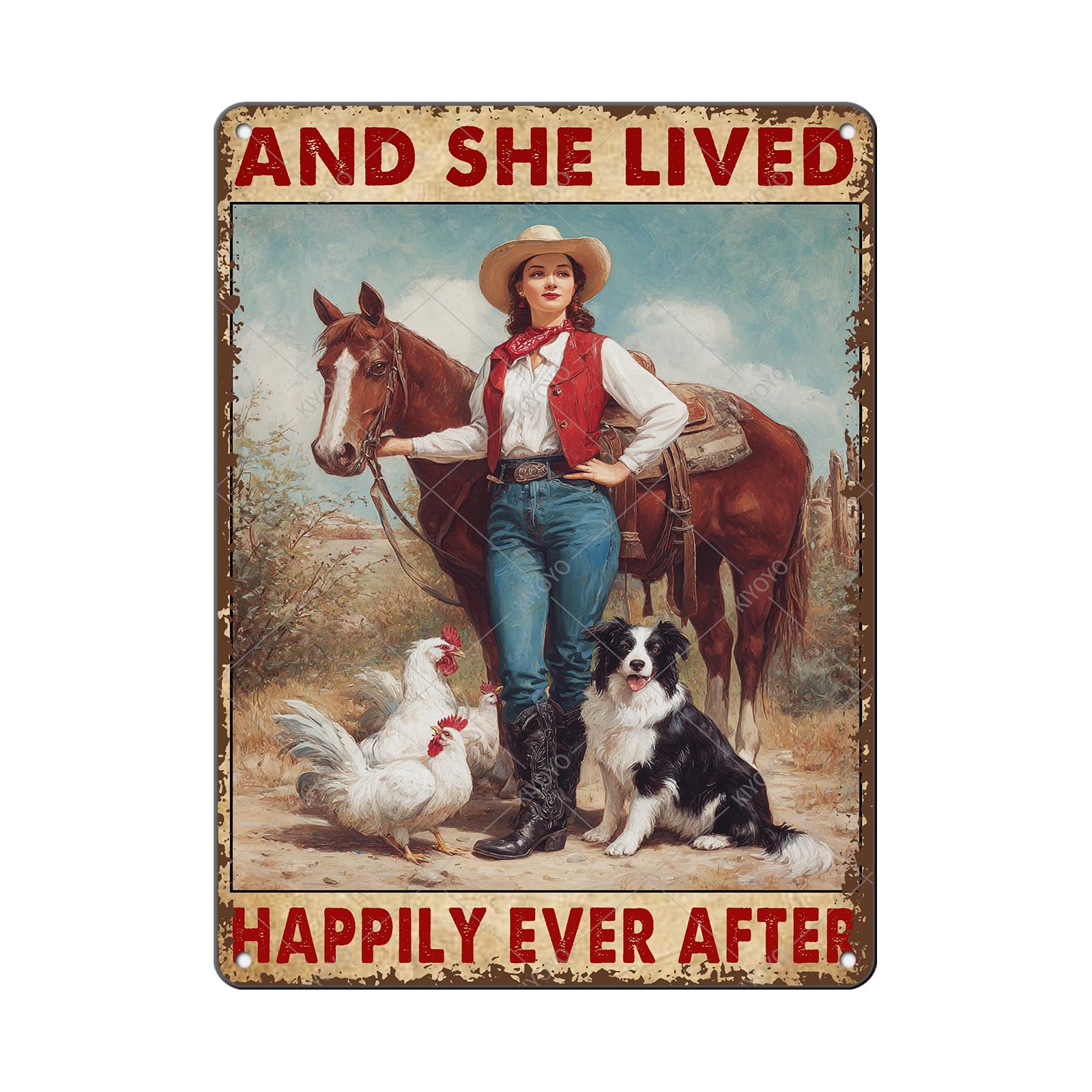 Vintage Metal Tin Sign You Don't Stop Riding When You Get Old Retro Wall Art Decor Woman Riding Horse Under Moon 12x8 Inch
