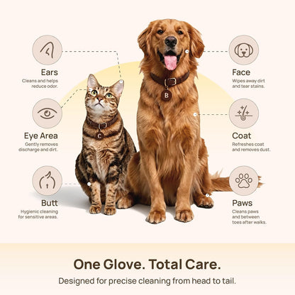HICC PET Dog Wipes Cleaning Deodorizing Glove Wipes for Dogs, Cats & Horses, Vet Recommended Hypoallergenic Hydrating & Nourishing Pet Wipes for Eyes, Ears, Butt & Paws, No-Rinse, 6pcs Coconut Scent