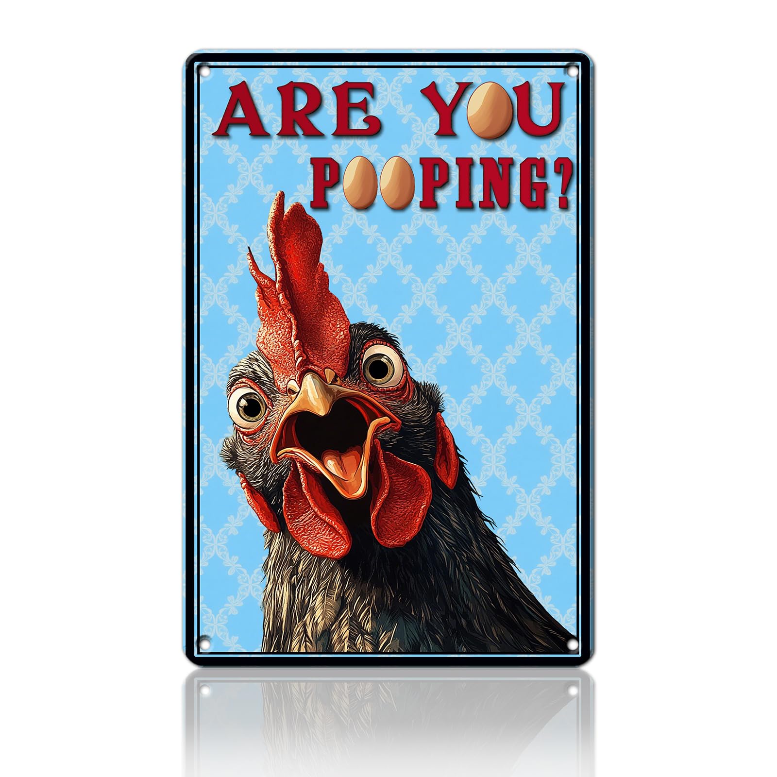 Vintage Fresh Eggs & Chicken Metal Sign Rustic Farm Eggs For Sale Tin Poster Home Kitchen Farmhouse Chicken Wall Decor 12x8 Inch