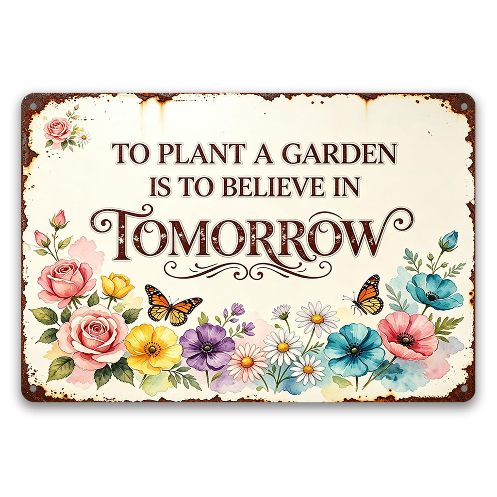 Bee Hive Aluminum Tin Sign, Inspirational Quote Wall Art, Rustic Farmhouse Decor for Home Kitchen Garden Porch, Waterproof Indoor Outdoor Plaque 12x8Inch