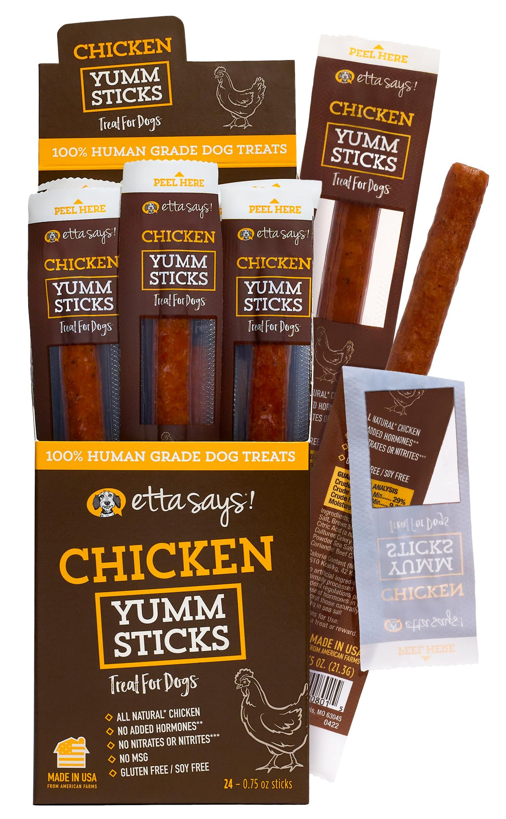 etta says! Yumm Sticks - Real Meat Dog Jerky Treats - Beef, Chicken, Pork, and Turkey Variety Pack - Human Grade - Made in The USA (24 Count Pack of 1)
