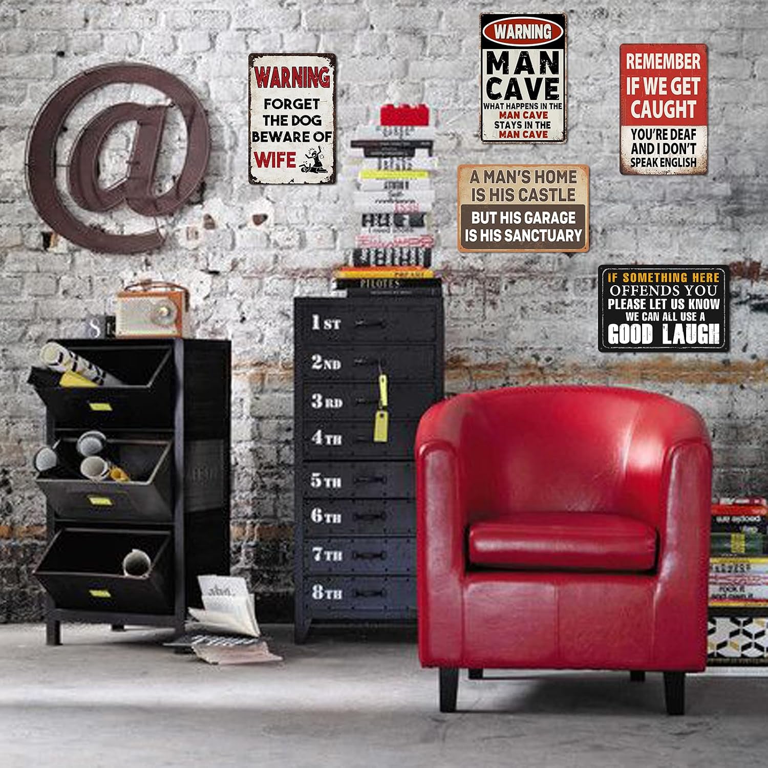 5 Pack Funny Man Cave Decor Vintage Garage Metal Tin Signs For Men Bar Signs For Home Bar Motorcycle Accessories Funny Room Decor For Men Work Shop Accessories Basement Mancave Decor Sign 8x12 Inch