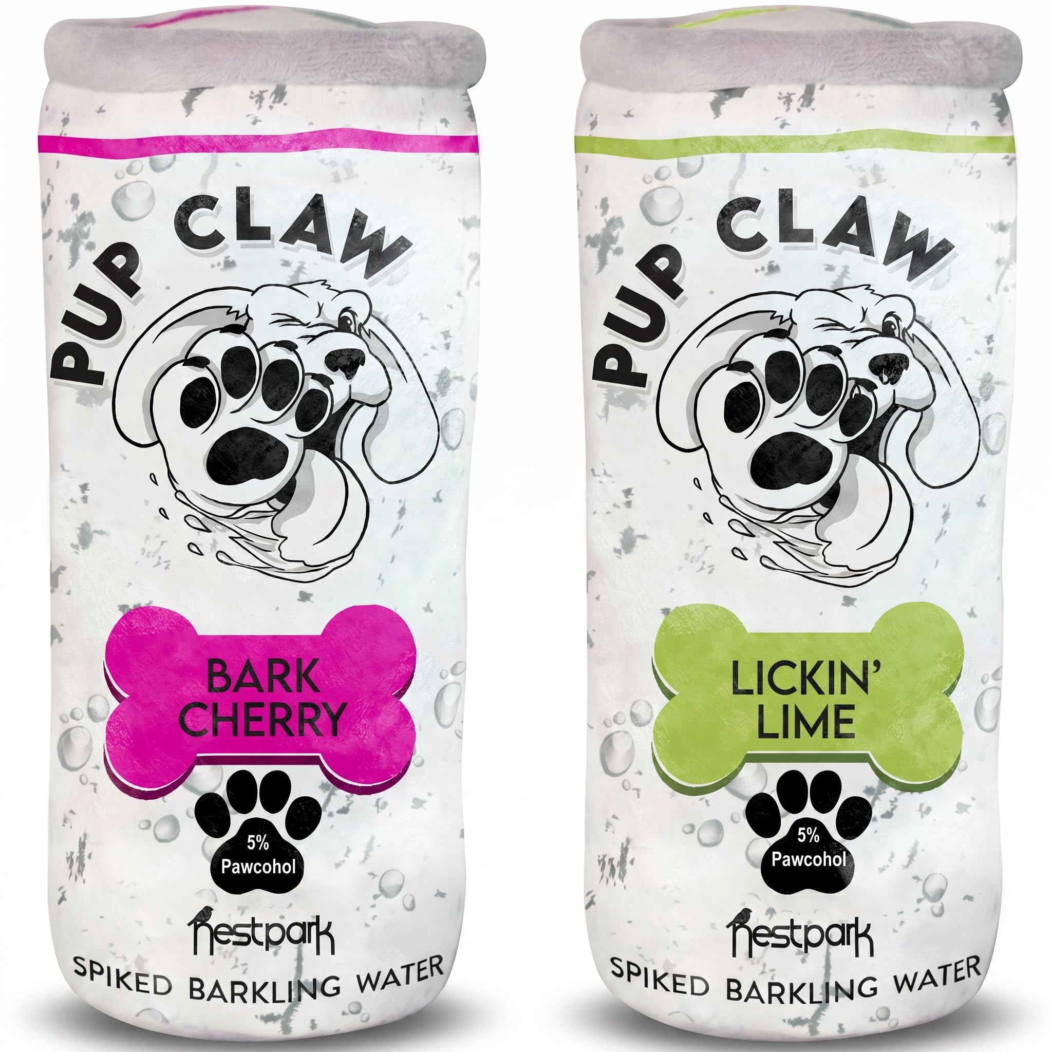 Nestpark Pup Claw Dog Toys - Funny Cute Plush Dog Toys with Squeaker and Crinkle - Parody (2 Pack) (Tropical Pack)
