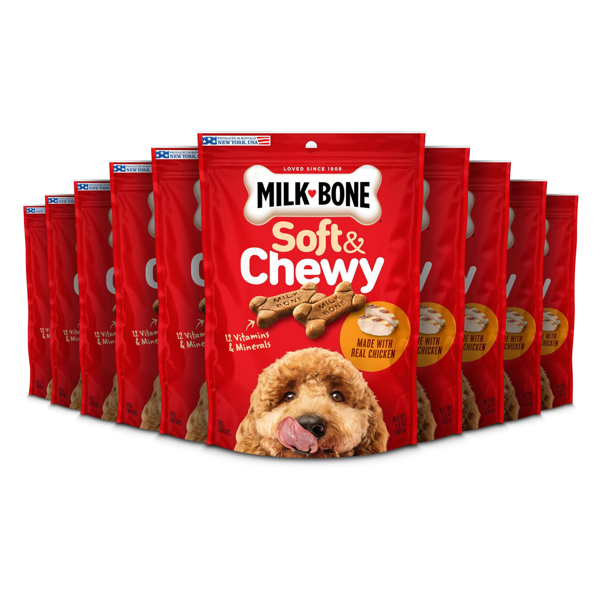 Milk-Bone Soft & Chewy Dog Treats, Made with Real Beef & Filet Mignon, 25 Ounce Canister