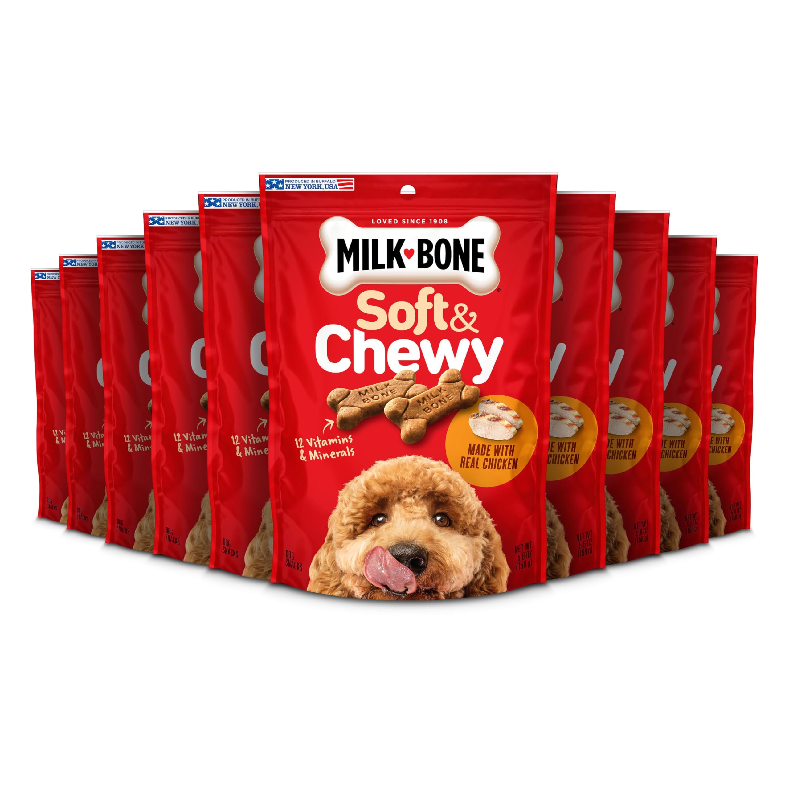 Milk-Bone Soft & Chewy Dog Treats, Made with Real Beef & Filet Mignon, 25 Ounce Canister