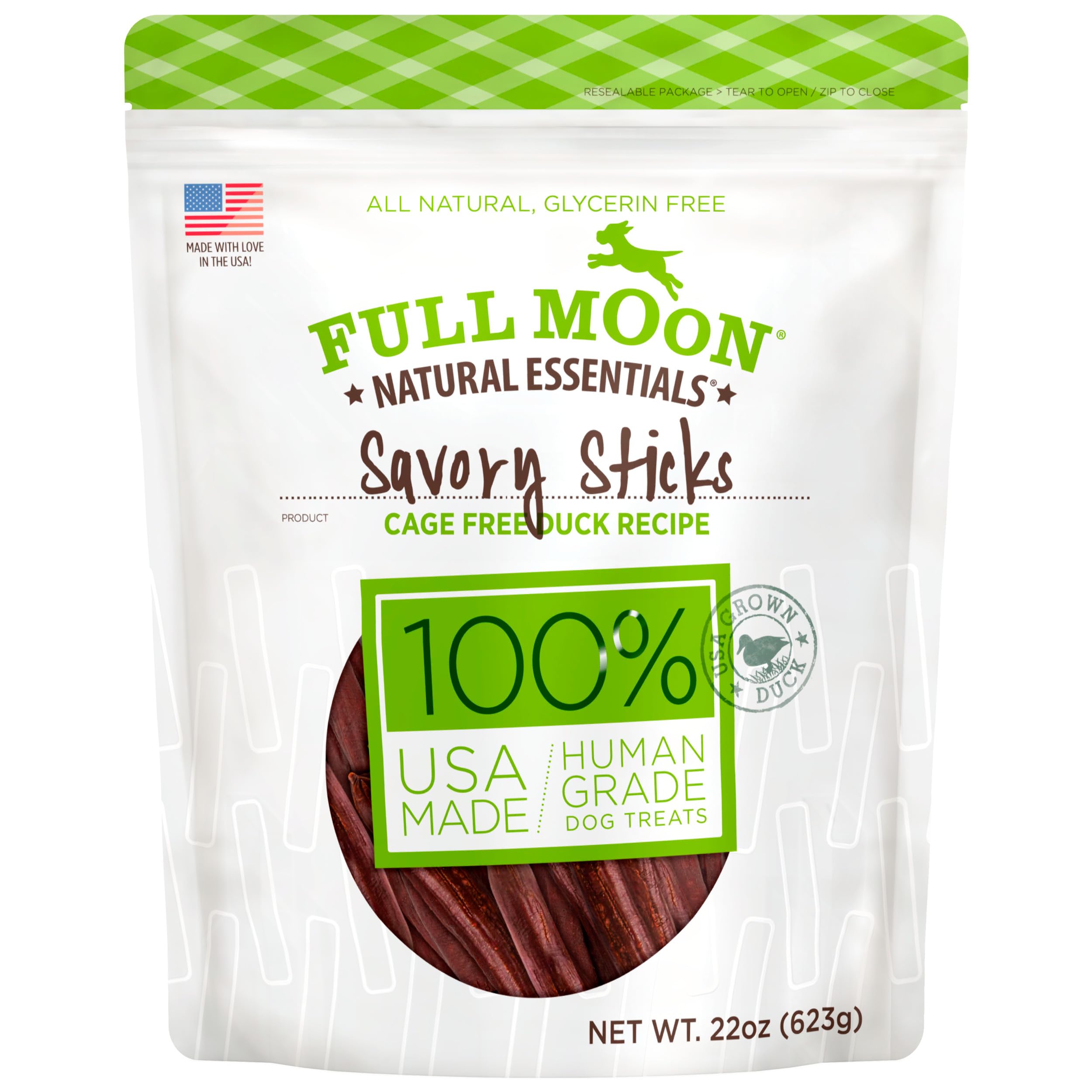 Full Moon All Natural Human Grade Dog Treats, Essential Beef Savory Sticks, 22 Ounce, 1.375 Pound (Pack of 1)