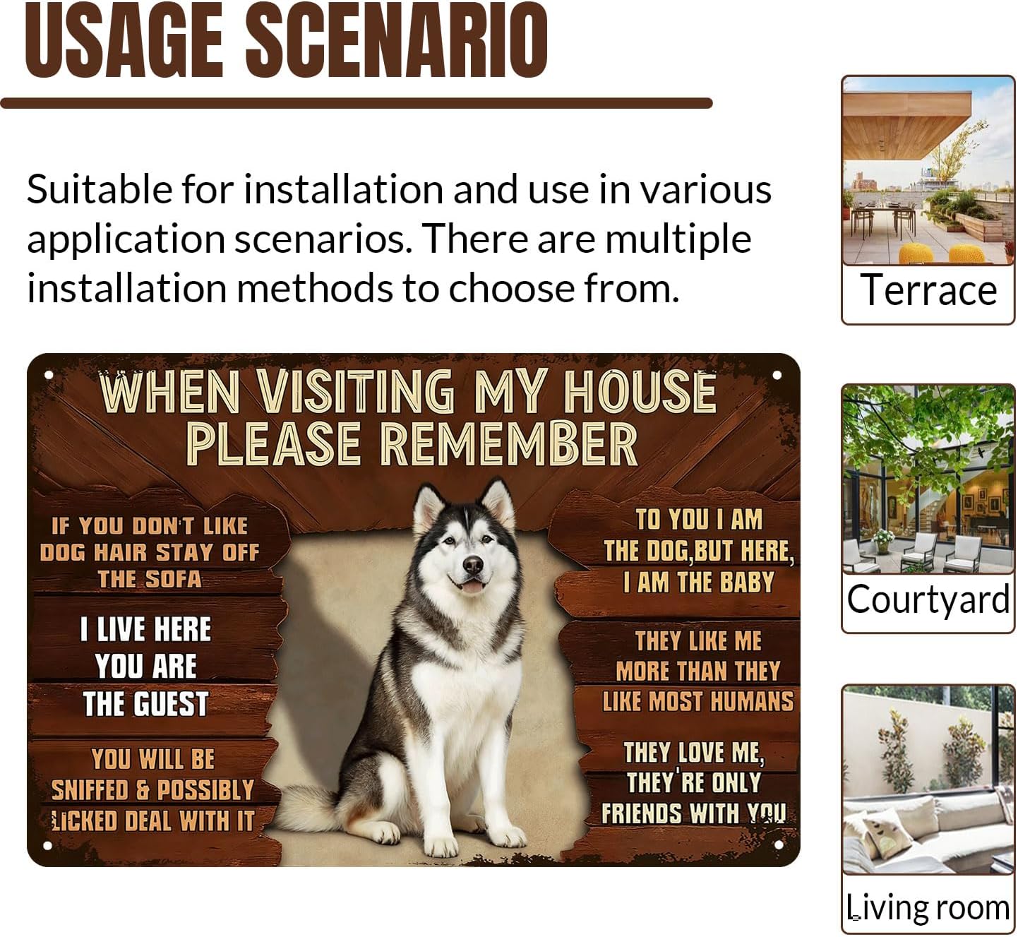 Funny Malamute Dog Vintage Tin Sign When Visiting My House Please Remember Metal Wall Art For Home Garage Bar Man Cave Patio Porch Decor 8x12 Inch