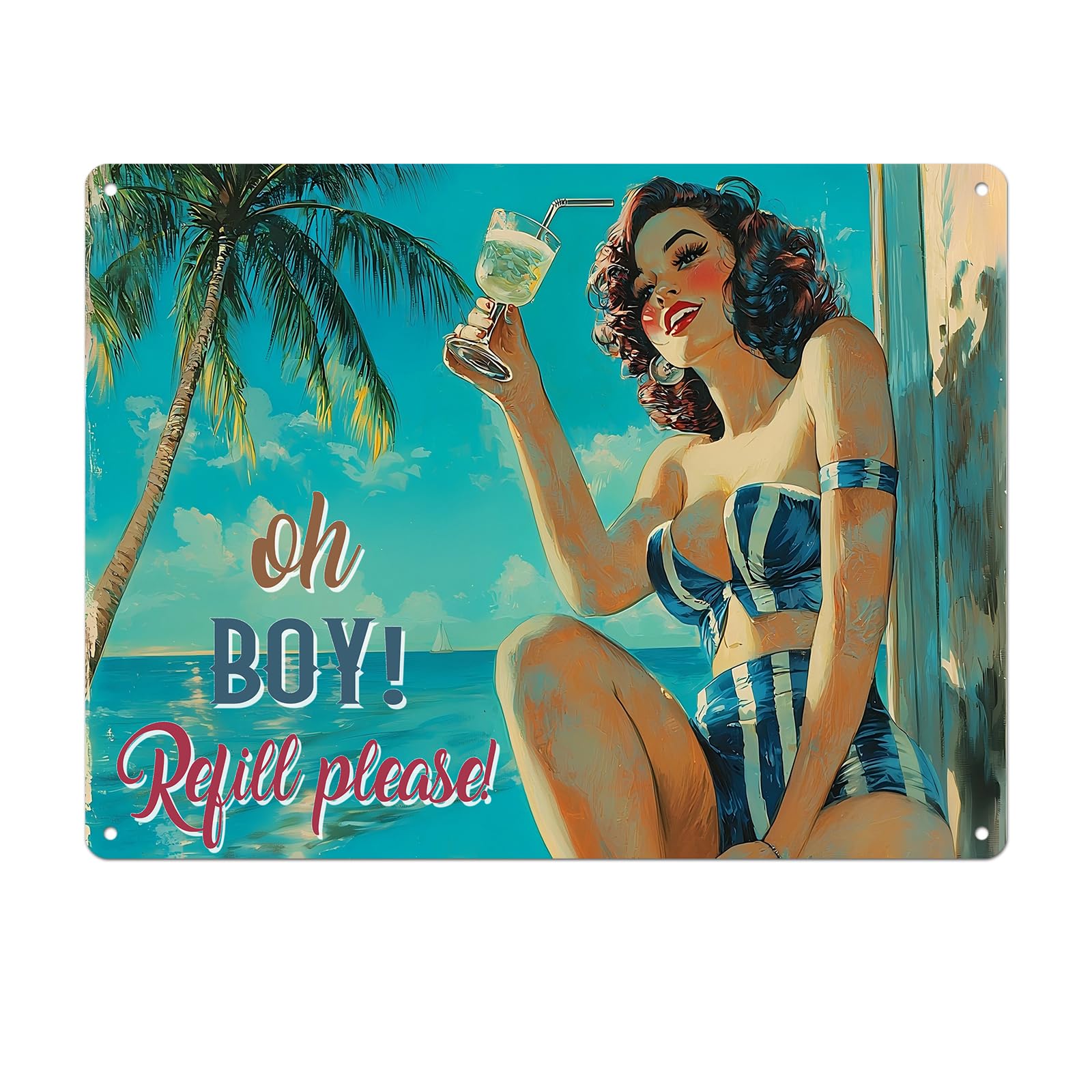 Retro Beach Metal Tin Sign Wall Art Vintage Surf Shack Decor The Beach Is Calling Coastal Home Bar Decor 8x12inch