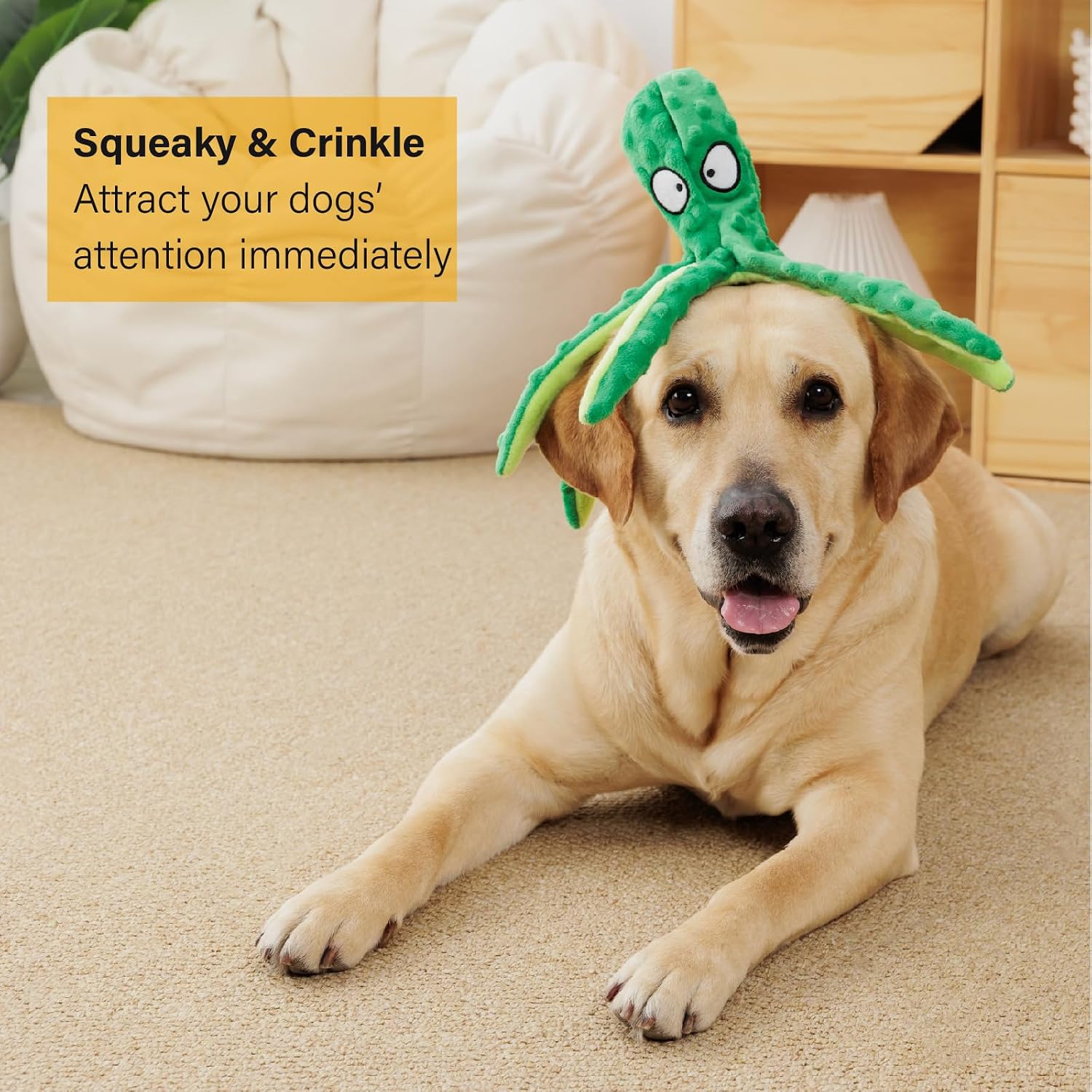 CPYOSN Dog Squeaky Toys Octopus - No Stuffing Crinkle Plush Toys for Puppy Teething, Durable Interactive Chew Toys for Small, Medium and Large Dogs Training and Reduce Boredom, 2 Pack