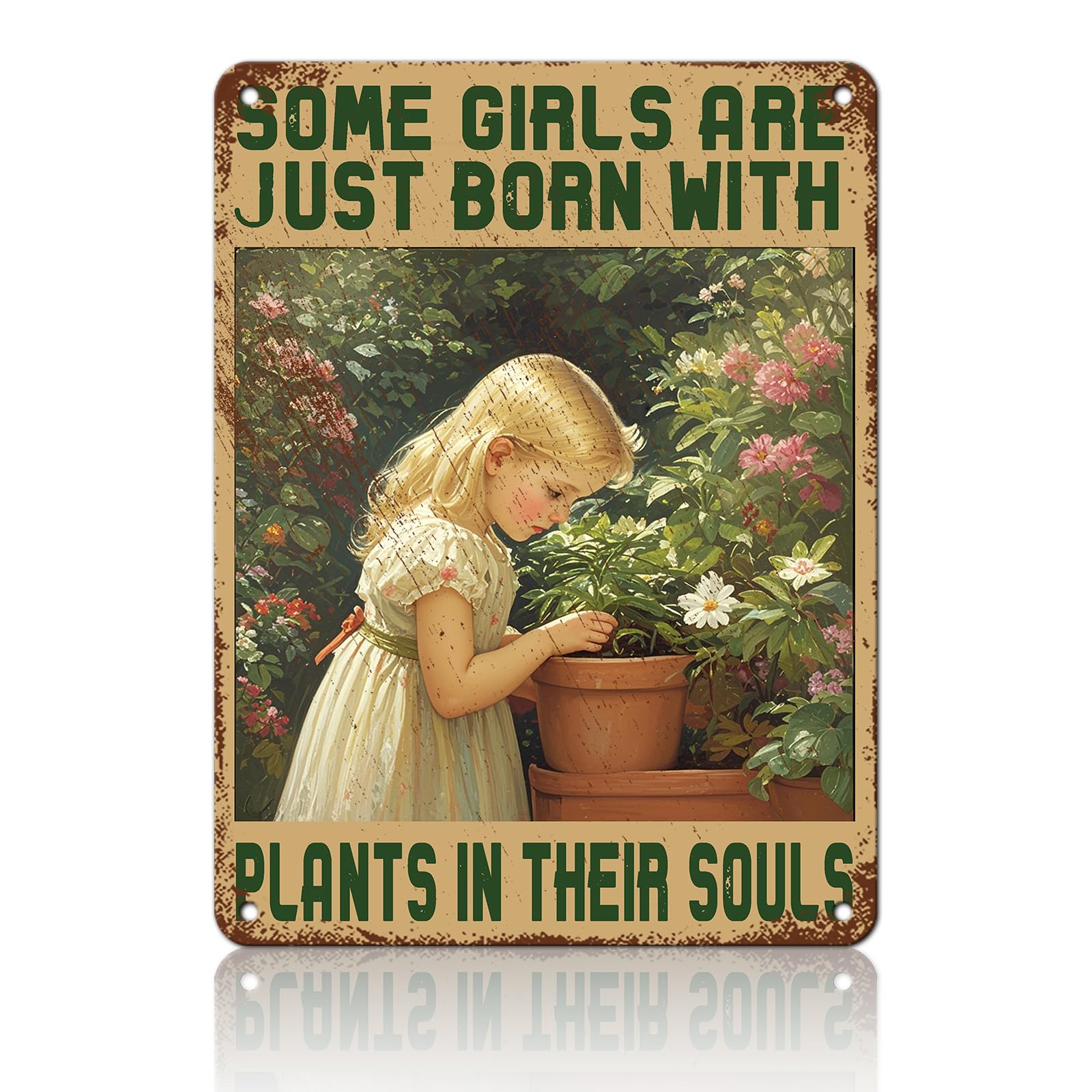 KIYOYO Vintage Tin Metal Sign Poster Grow Positive Thoughts Vintage Poster Flower Head Girl Poster Mental Health Poster Motivational Poster Emotions Poster Vintage Wall Home Decor 8x12 Inch