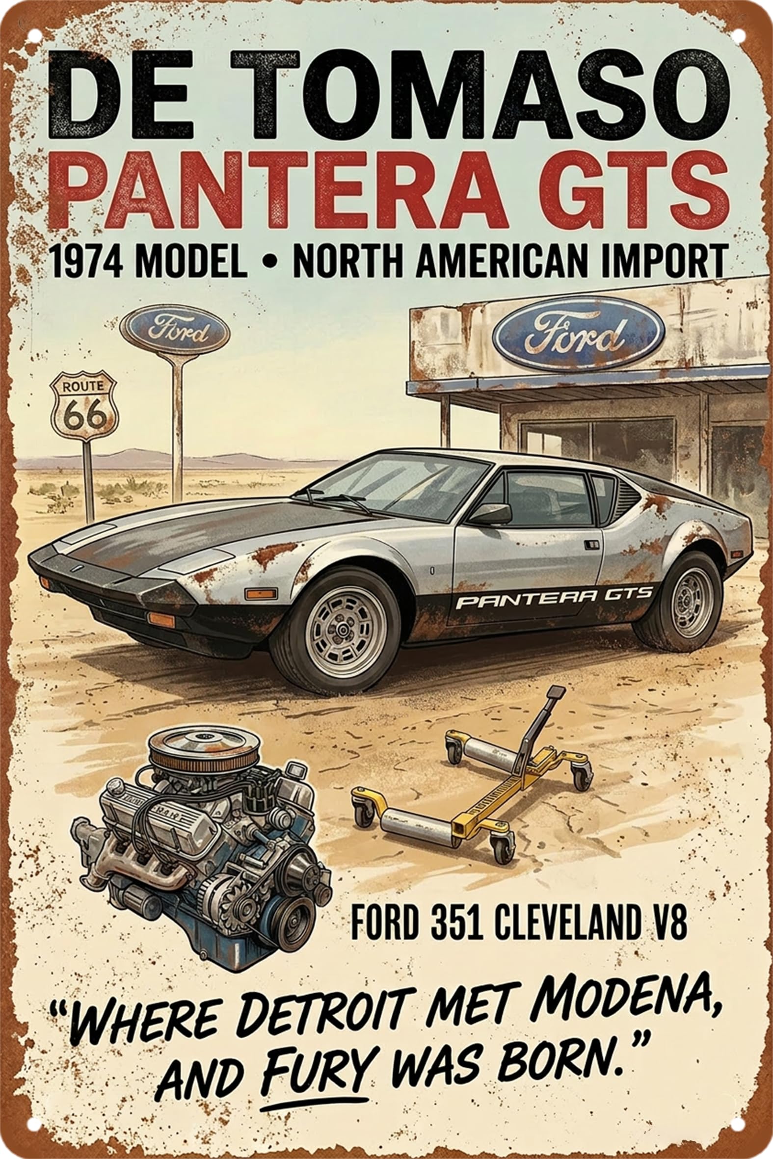 Vintage Car Sign Retro Sports Car Metal Tin Signs, Tin Sign Car for Garage Decor, Classic Car Decor Early American Metal Garage Sign for Man Cave, 8x12 Inch (REO model 10-S)