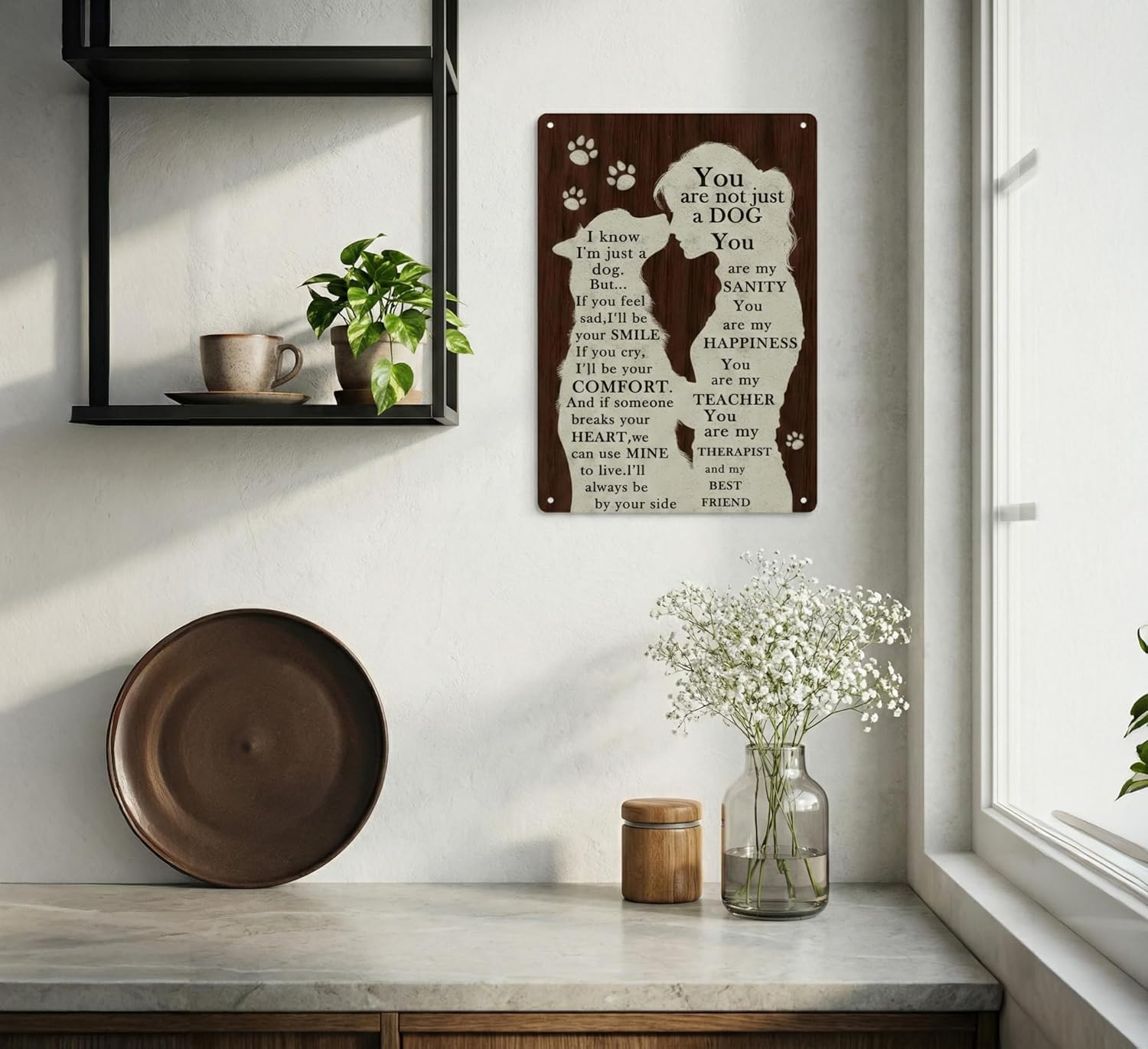 Vintage Funny Metal Sign Funny Dog Metal Sign wall decor I Know I'M Just A Dog Retro Rustic Tin Signs Wall art for Home Yard & Garden Farm 8x12 Inch