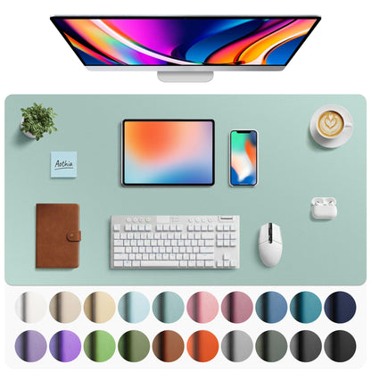 Aothia Non-Slip Waterproof PU Leather Desk Pad Protector for Mouse, Writing Desk, Office, Home, Laptop Blotter, 23.6" x 13.7", Black