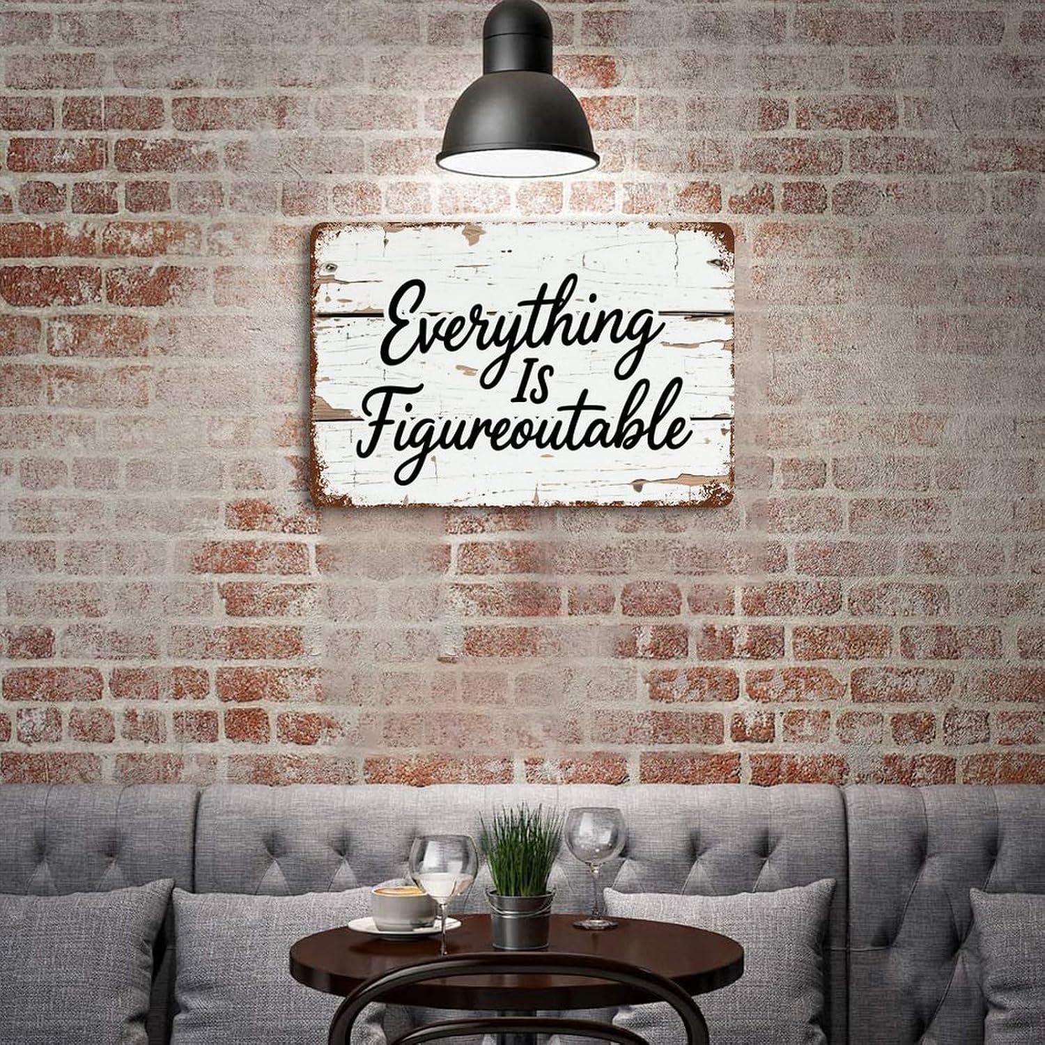 Everything Is Figureoutable Metal Wall Art - Inspirational Quote Tin Sign For Home & Office Decor - Vintage Motivational Poster - Rustic Metal Sign Gift 8X12Inch