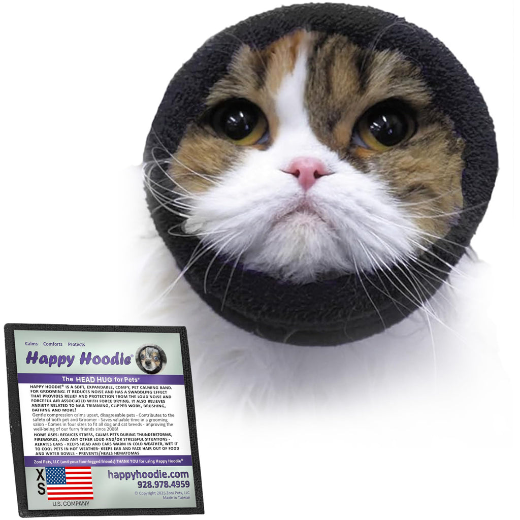 Happy Hoodie The Original Dog & Cat Calming Band - American Brand - Anxiety Relief/Noise Protection-Grooming-Thunder-Fireworks (Large, Blue) - Since 2008