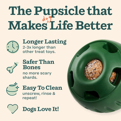 WOOF Starter Pack - Interactive Dog Ball Toy for Boredom - Dog Treat Molds Silicone - Chicken-Flavored Healthy Treats for Dogs - Pupsicle Doggy Enrichment Toy - for Small Pups - 10-25 lbs