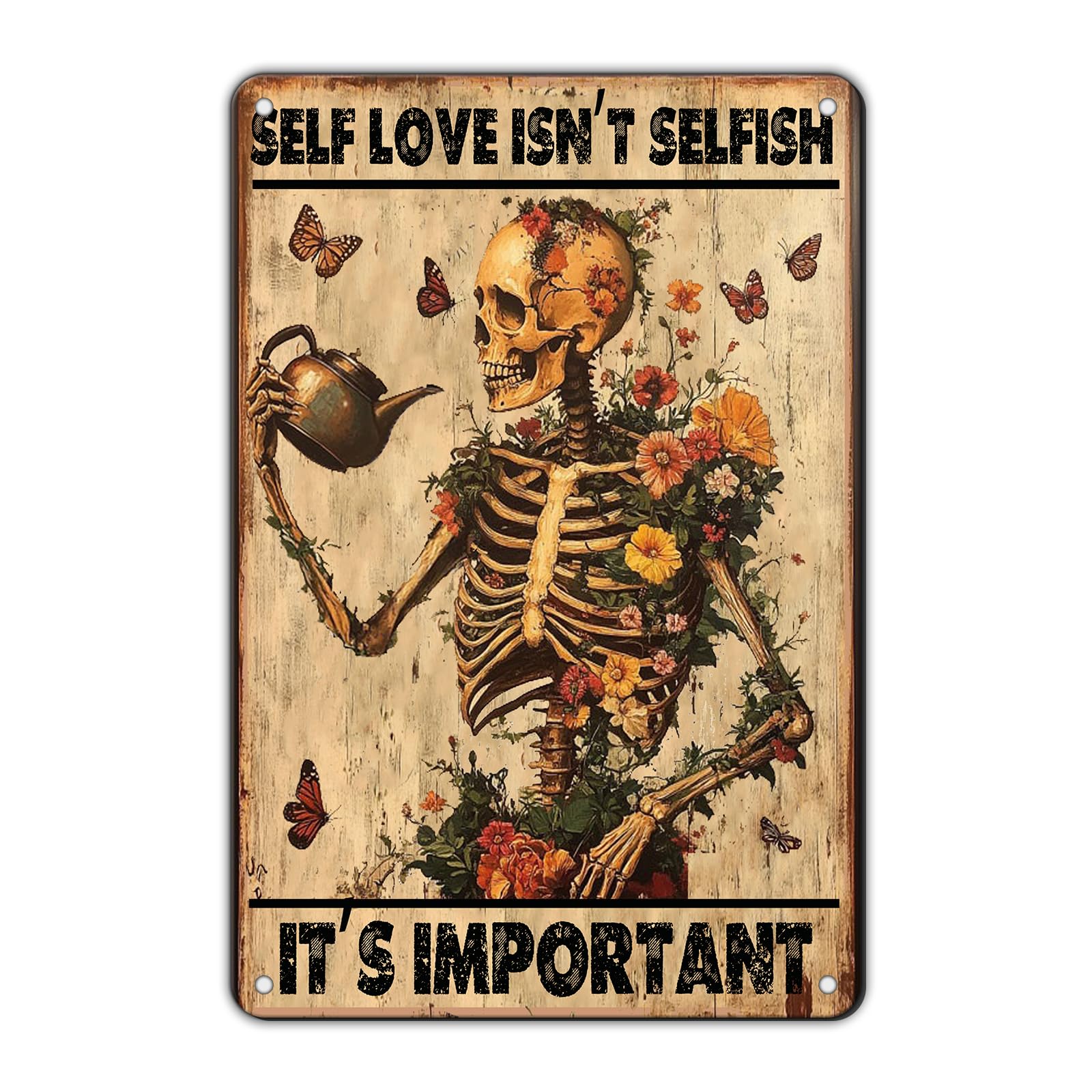 KIYOYO Vintage Tin Metal Sign Poster Grow Positive Thoughts Vintage Poster Flower Head Girl Poster Mental Health Poster Motivational Poster Emotions Poster Vintage Wall Home Decor 8x12 Inch