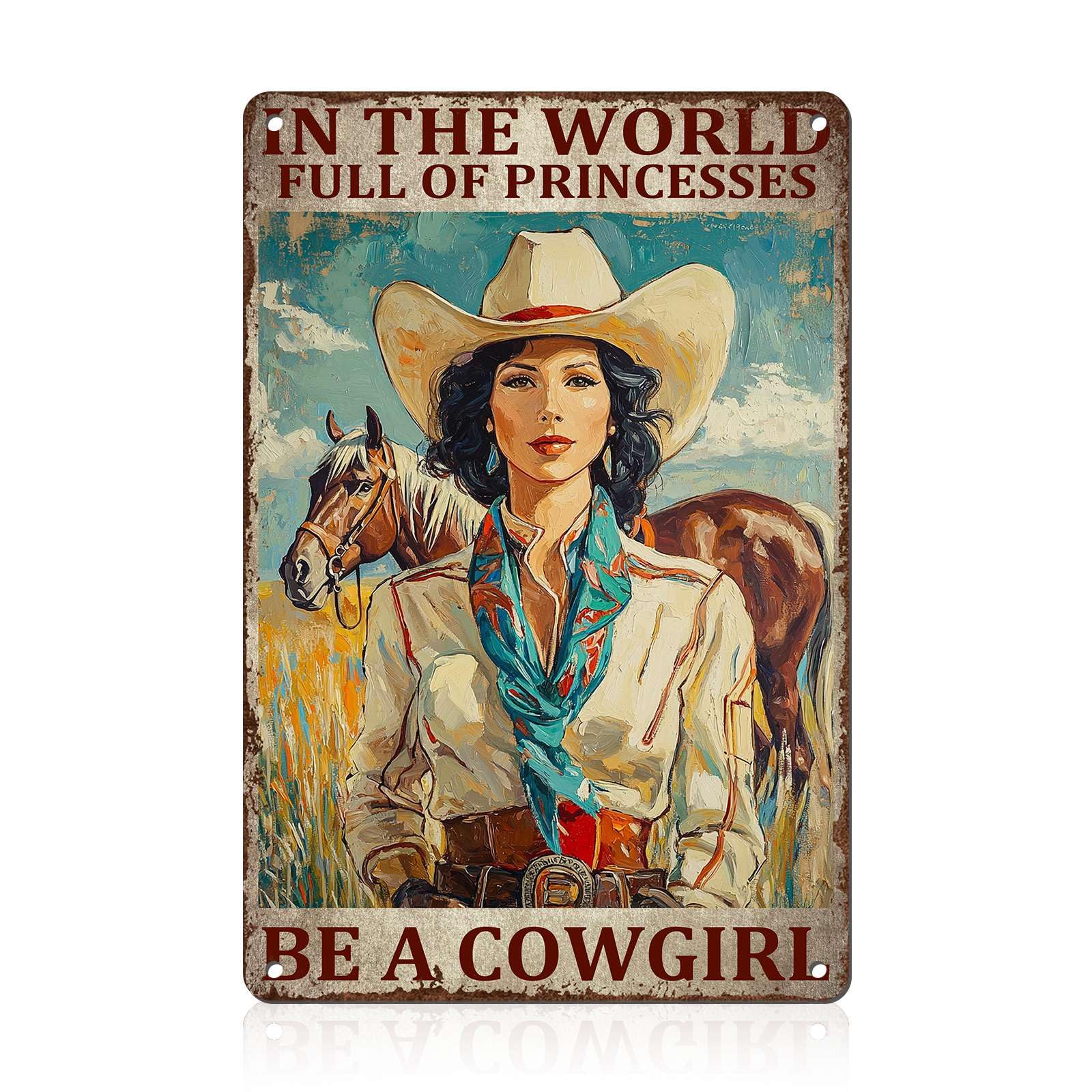 Western Wanted Tin Sign Vintage Metal Poster Rustic Wall Decor Cowgirl Pin Up Art Retro Iron Painting 8x12inch