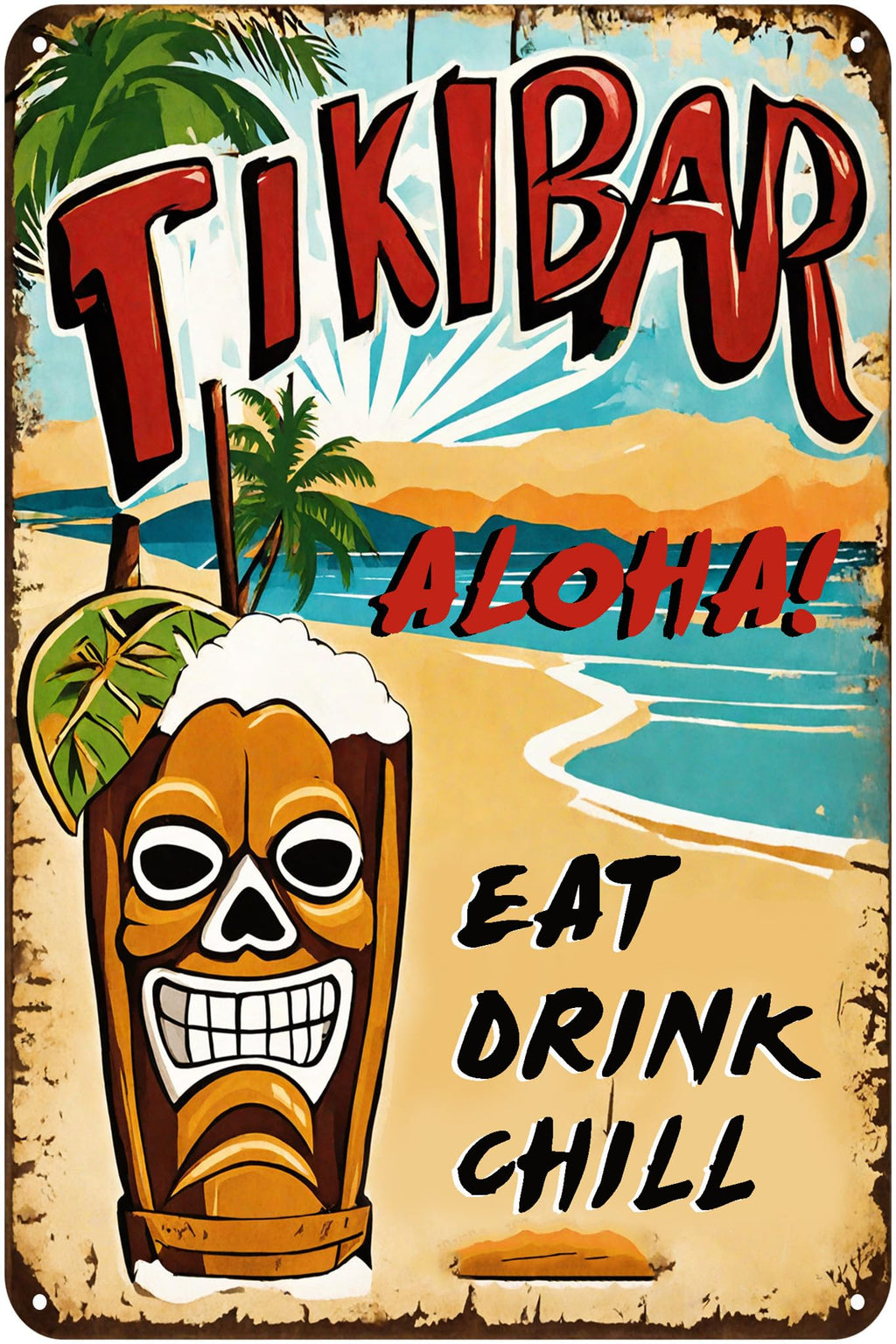 Creative Metal Sign 8x12 Inches Beach Bar Tin Metal Sign Personalized Sign Great Gift for Friend Backyard Oasis Bar Outdoor Patio