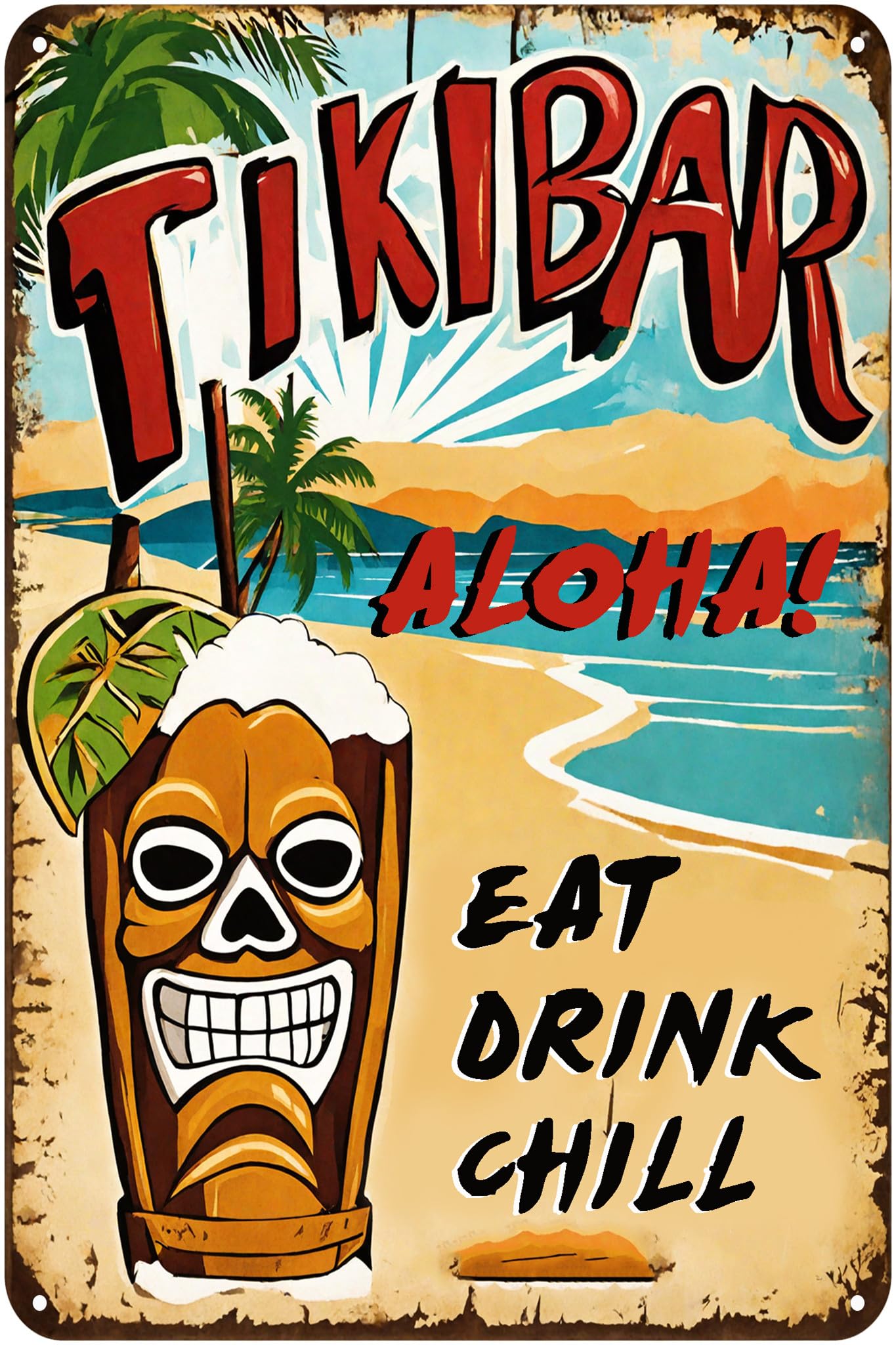 Creative Metal Sign 8x12 Inches Beach Bar Tin Metal Sign Personalized Sign Great Gift for Friend Backyard Oasis Bar Outdoor Patio