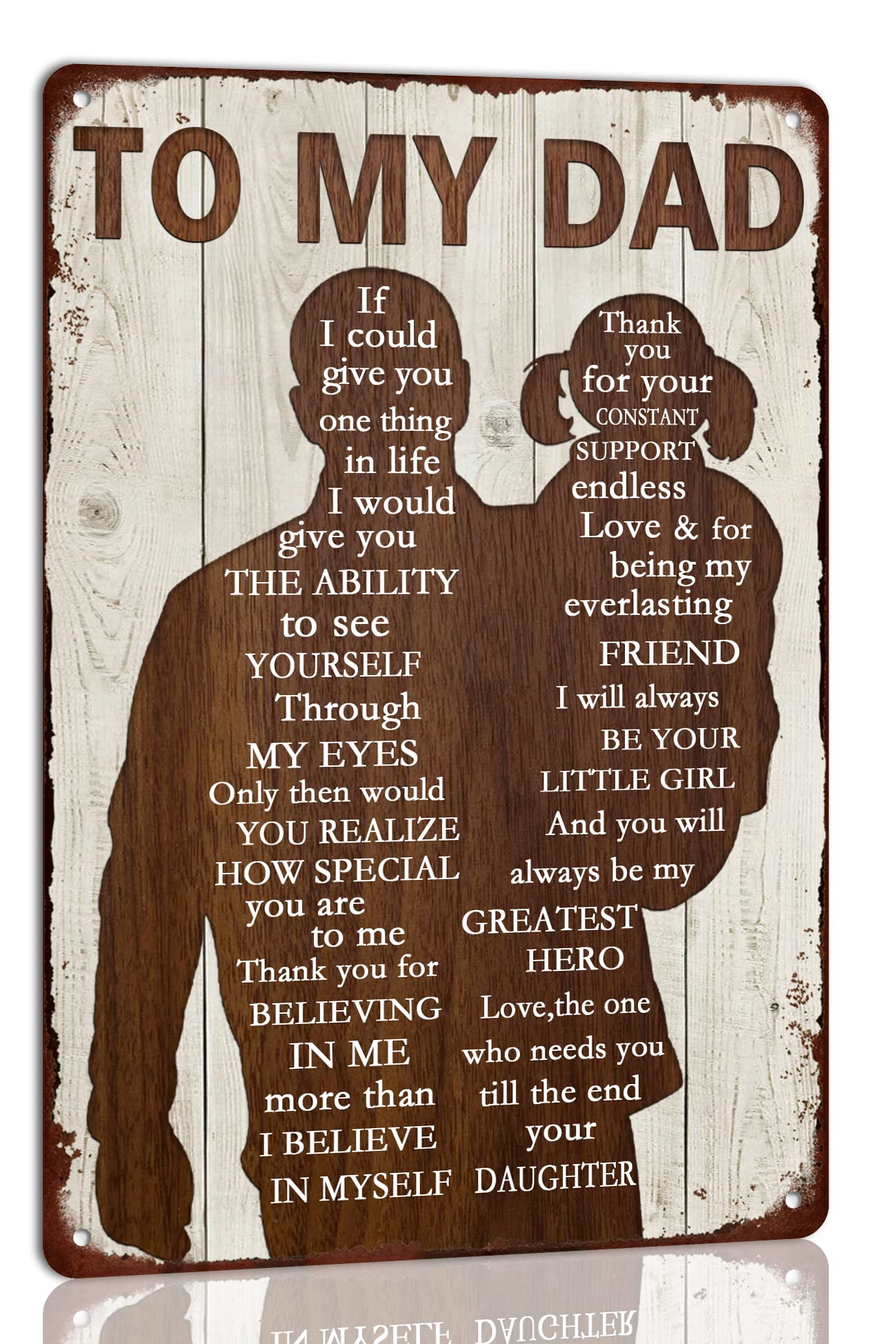 To My Dad Metal Sign Father's Day Tin Sign Vintage Home Wall Decor Signs Birthday Gift For Dad From Son For Man Cave 8x12 Inch