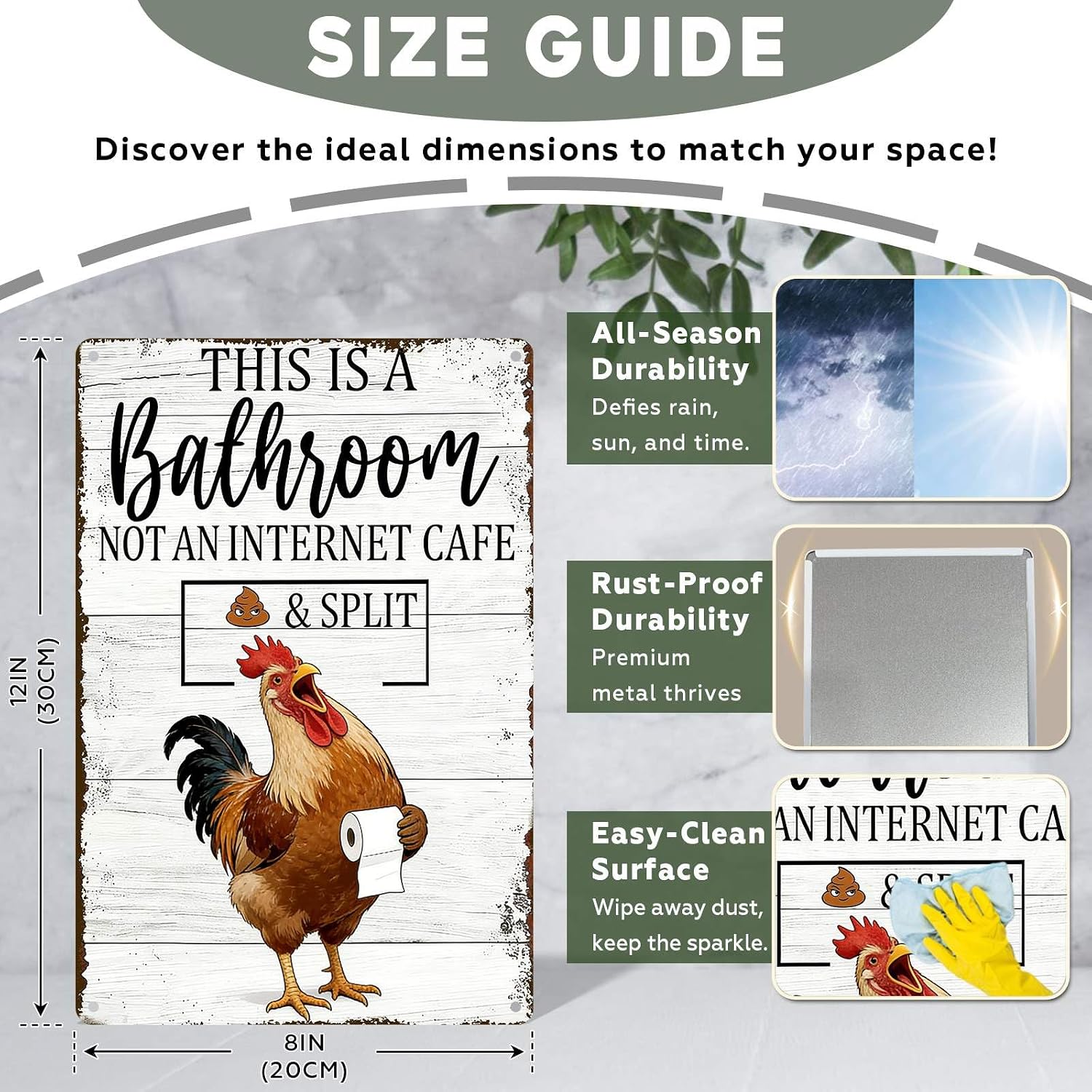 Funny Chicken Metal Tin Sign Bathroom Decor This Is A Bathroom Not An Internet Cafe Signs Retro Posters for Home Restroom Toilet Washroom 8x12inch