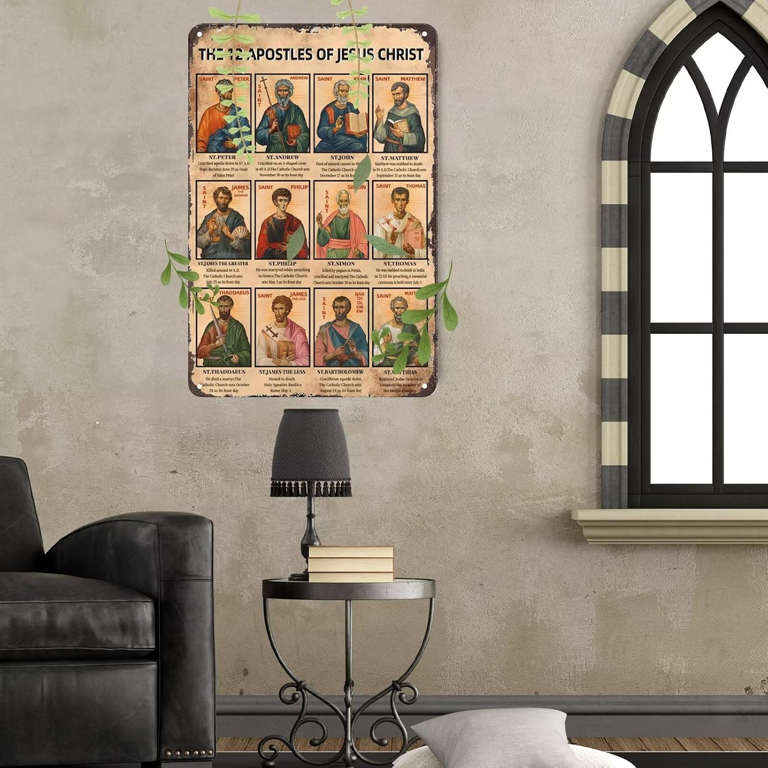 The 12 Apostles Of Jesus Christ Metal Tin Sign Vintage Jesus Metal Tin Sign Religious Metal Sign Faith Sign Bible Wall Art Sign Decor For Church Home Bar Wall Decor 8x12 Inch