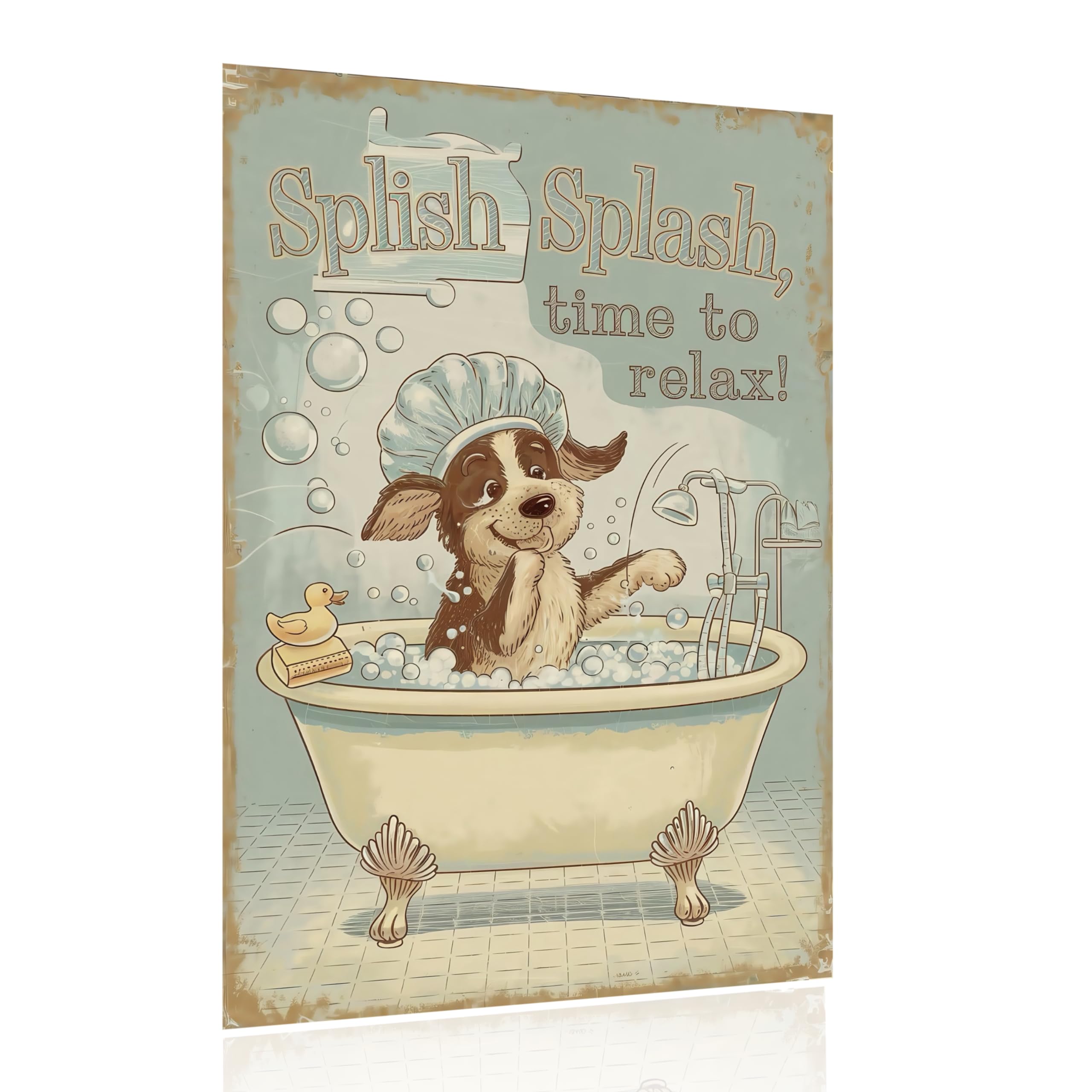 Funny Cat Bathroom Metal Sign – “Would Poop Here Again” Retro Tin Wall Art, 8x12 Inch Vintage Bathroom Decor for Cat Lovers, Restroom, Home, or Bar – Humorous Pet Wall Sign