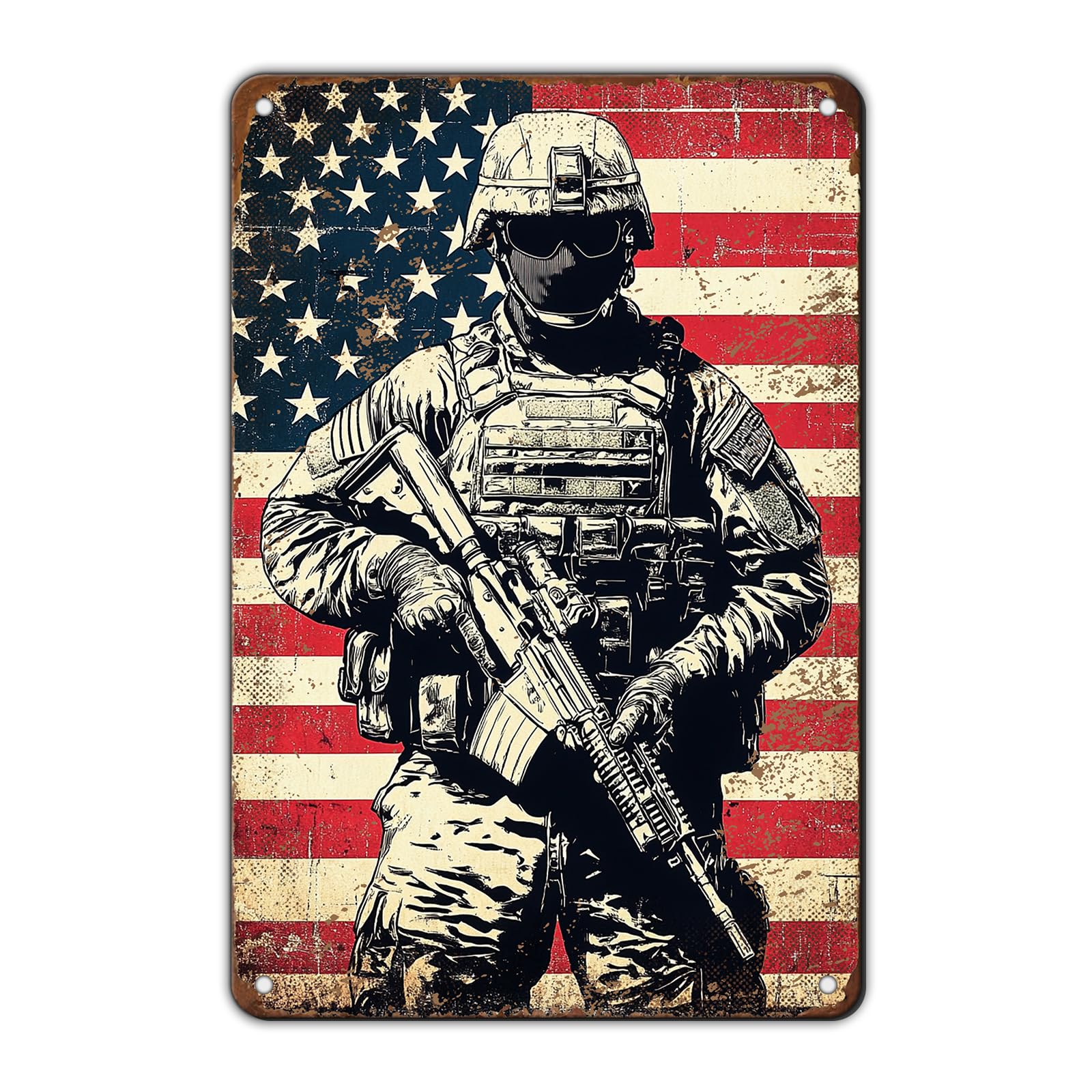 Patriotic Metal Tin Sign Funny American Patriotic Man Tin Sign American Flag Sign 4th of July Vintage Metal Poster Wall Decor for Man Cave Bar Party Garage Outdoor 8x12 Inch