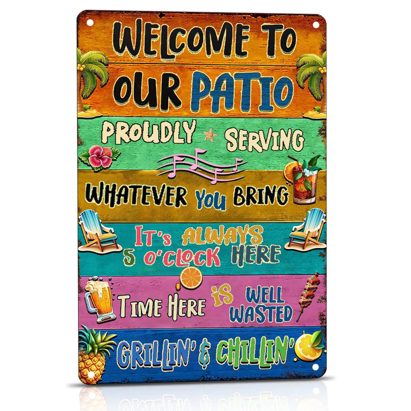 Outdoor Patio Wall Decor Patio Signs For Outside Porch Signs Outdoor Backyard Decorations Welcome Hanging Sign Relax Unwind You're On Patio Time Sign Patio Gifts For Men Home Bar Accessories 8x12 Inch