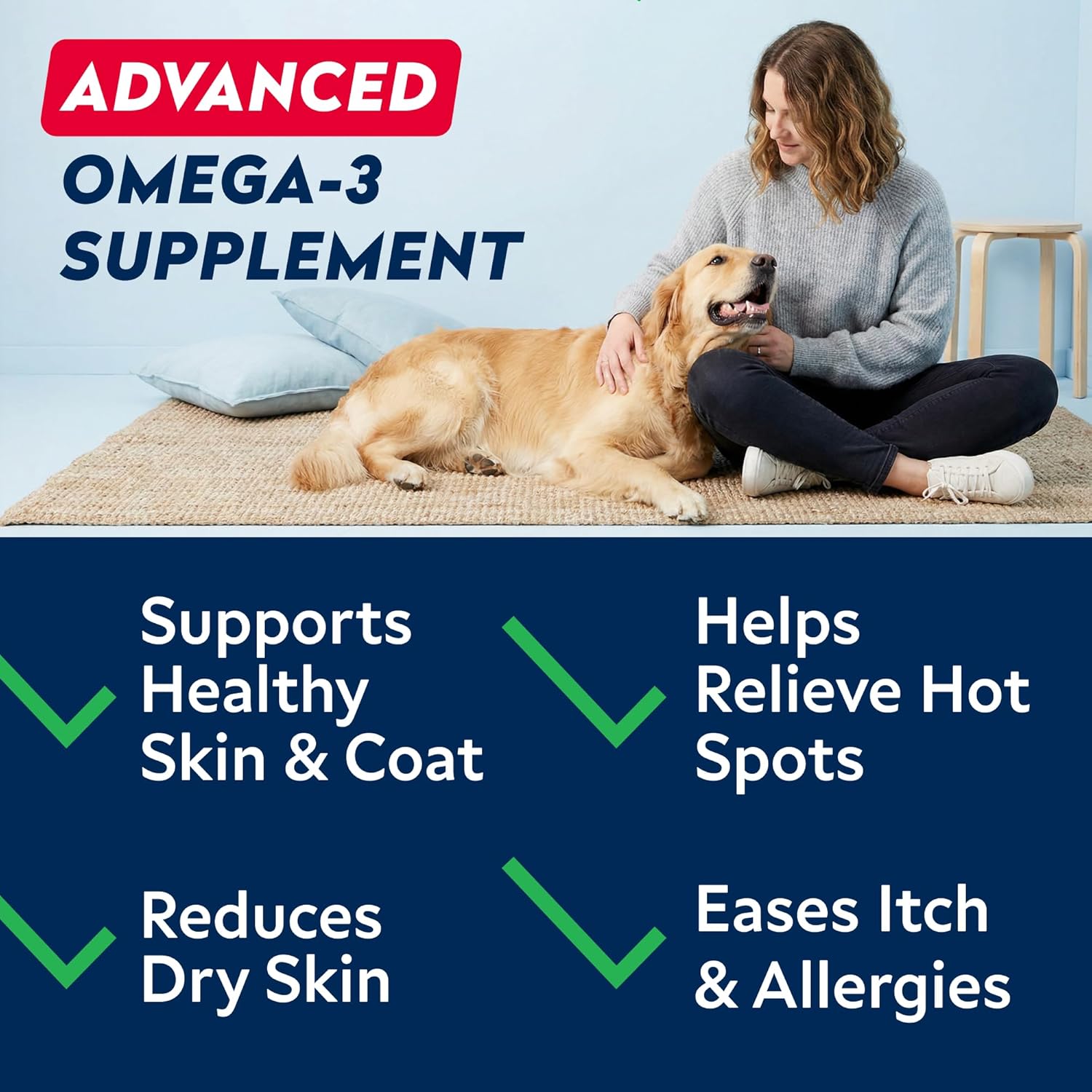 StrellaLab Omega 3 for Dogs - (180Ct) Fish Oil Treats - Allergy & Itch Relief Skin & Coat Supplement - Dry Itchy Skin, Anti Shedding & Hot Spots Treatment - Pet Salmon Oil Chews - Chicken Flavor