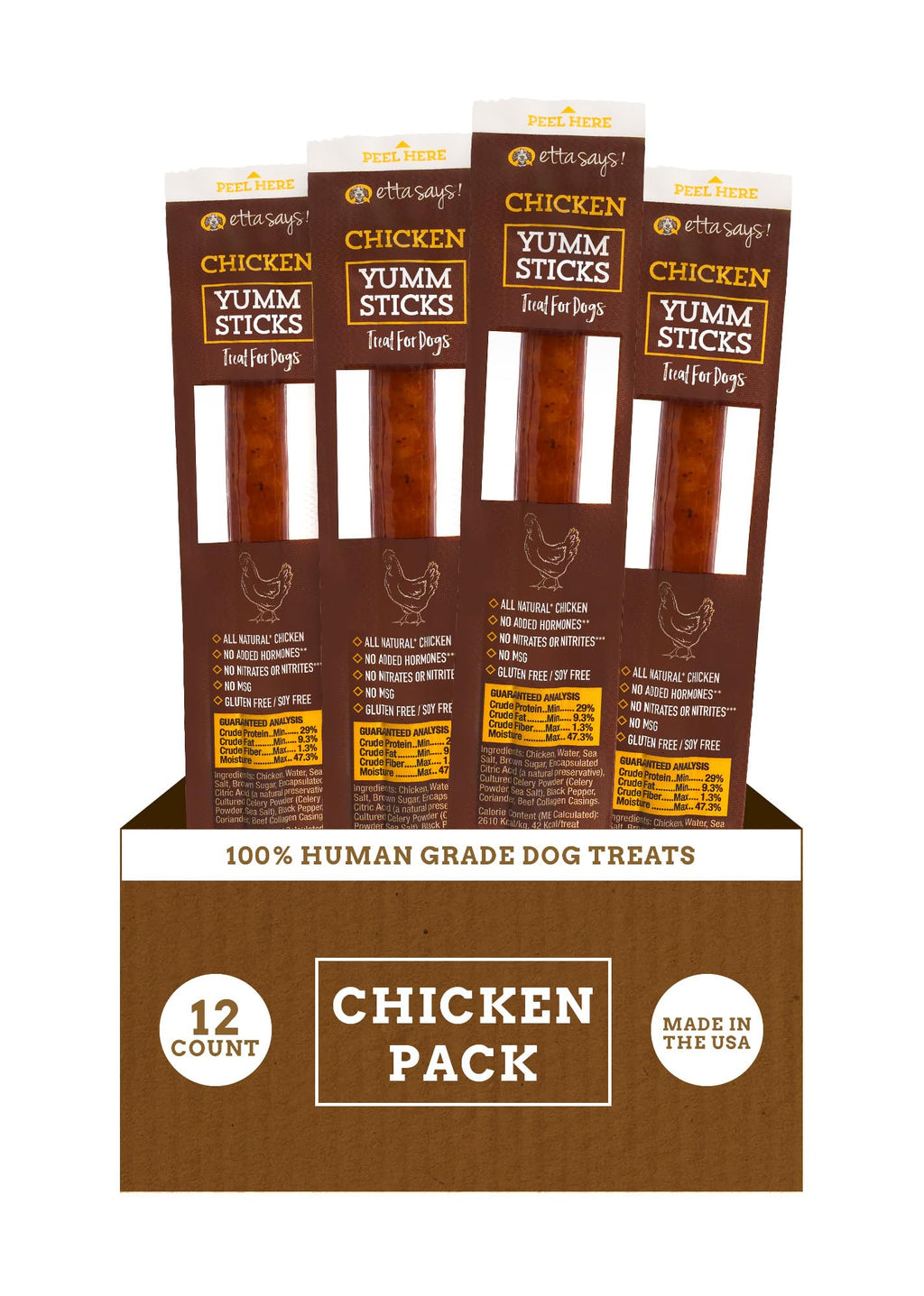 etta says! Yumm Sticks - Real Meat Dog Jerky Treats - Beef, Chicken, Pork, and Turkey Variety Pack - Human Grade - Made in The USA (24 Count Pack of 1)