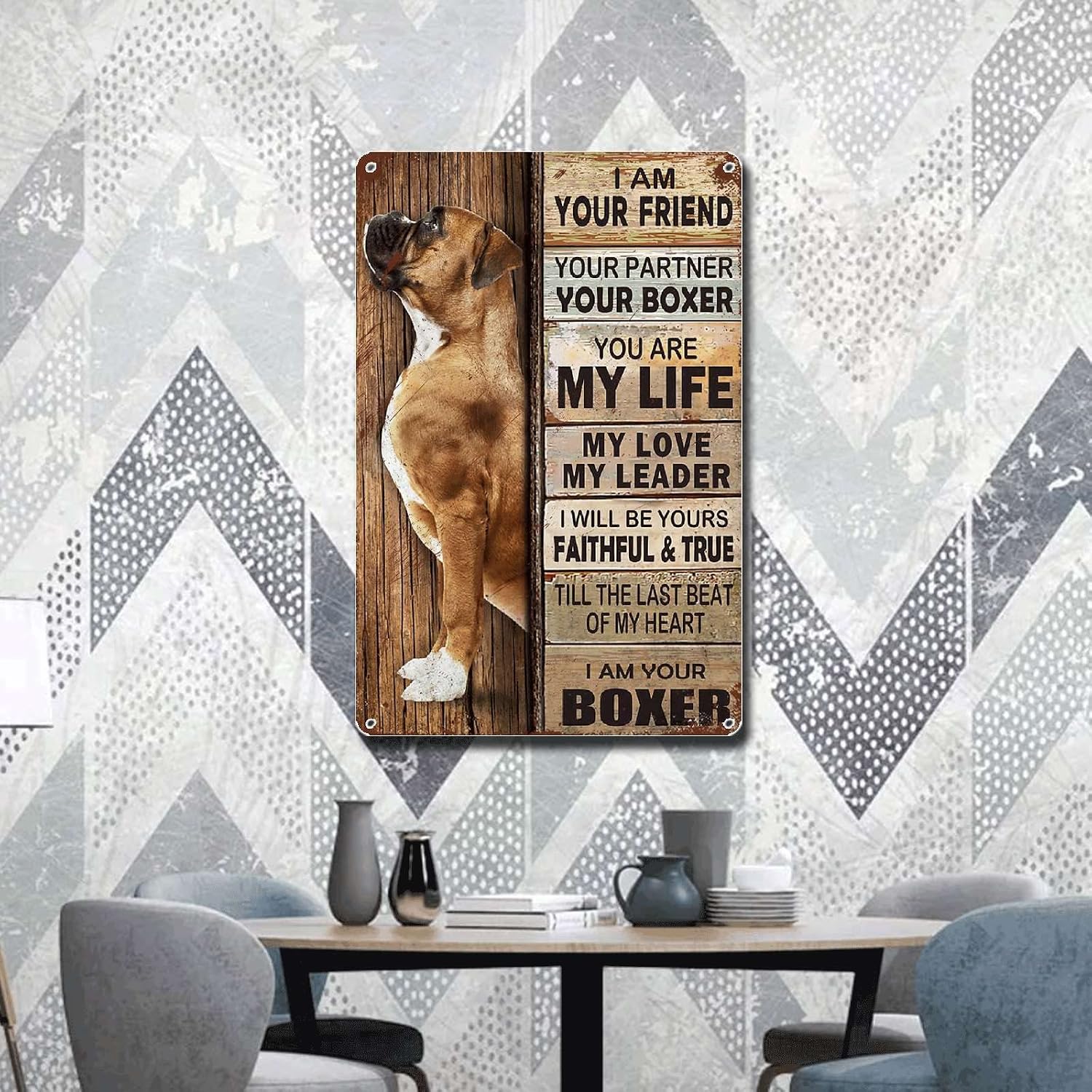 Lygond Metal Sign Tin Sign Vintage Wall Art I Am Your Friend Gift for Boxer Lovers Dog Lovers Vintage Wall Art Prints Restroom Tin Sign for Pub 8×12 Inches