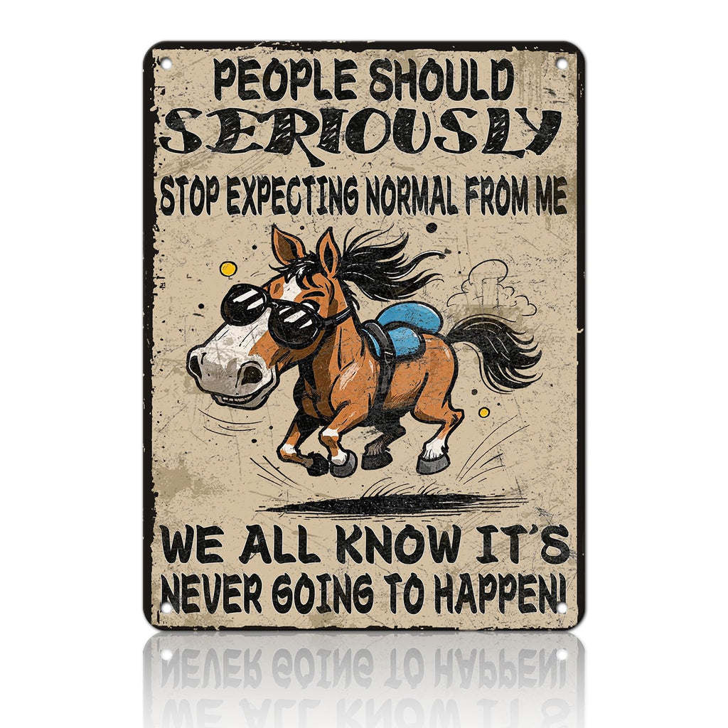 Funny Don'T Expect Me Normal Metal Tin Sign 12x8 Inch Horse Tin Sign Don'T Expect Me Normal Horse Poster Home Kitchen Garden Bar Restaurant Coffee Are Wall Decor